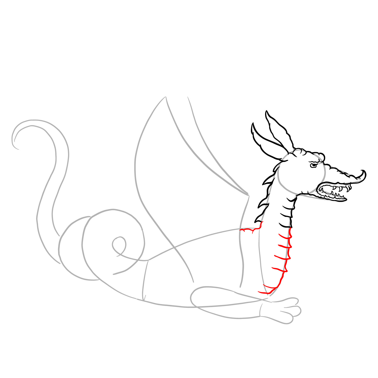How to draw a Knucker dragon - step 11