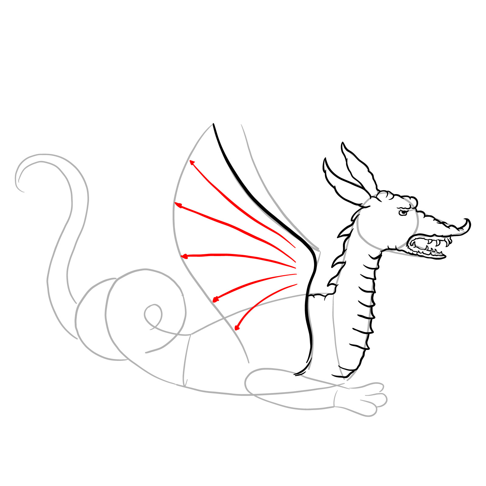 How to draw a Knucker dragon - step 13