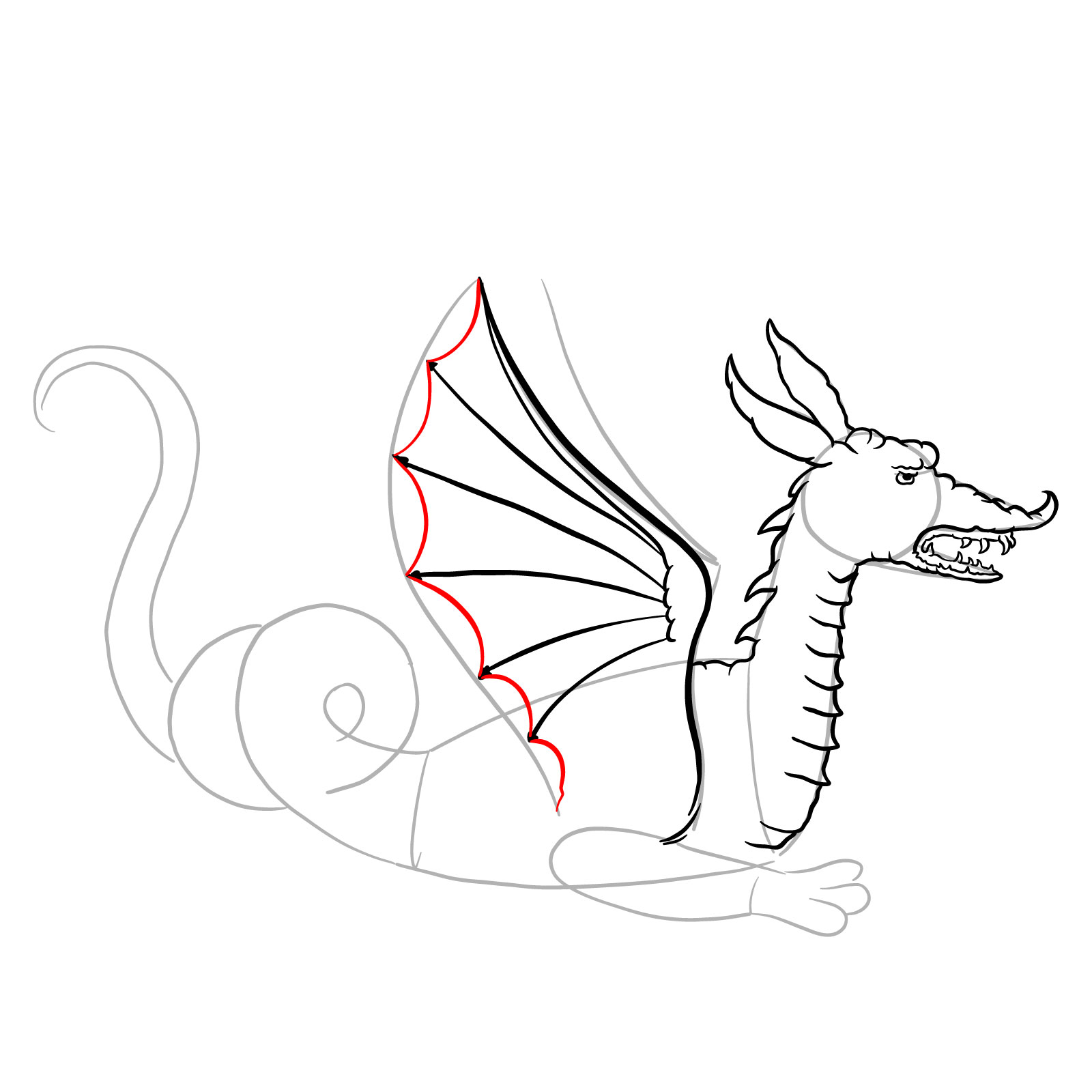 How to draw a Knucker dragon - step 15