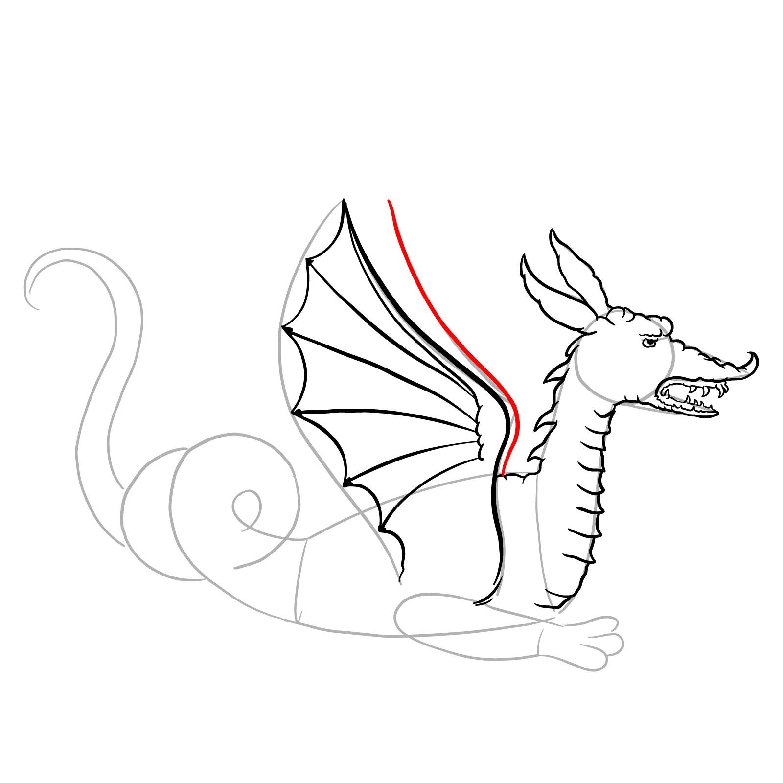 How to draw a Knucker dragon - step 16