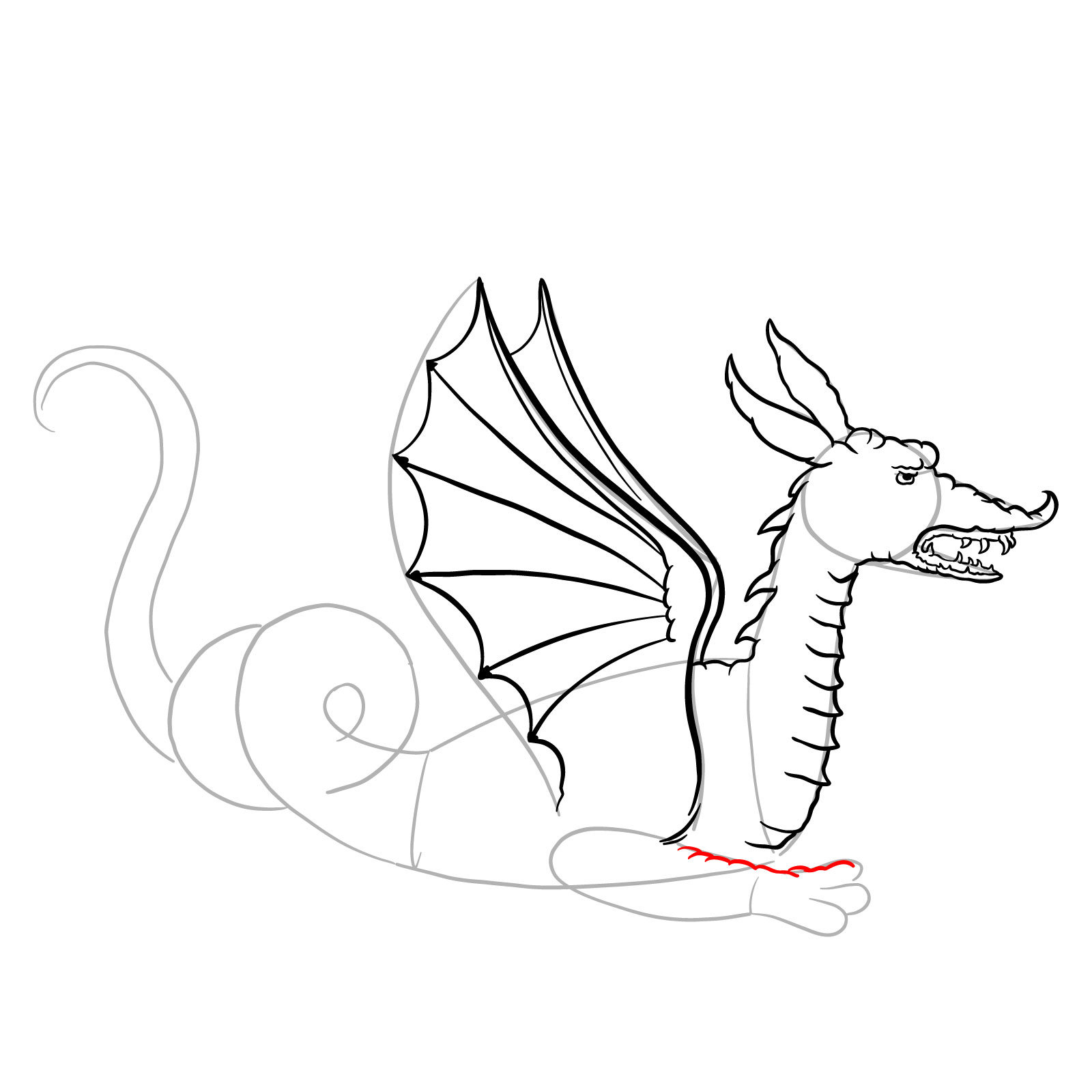 How to draw a Knucker dragon - step 18