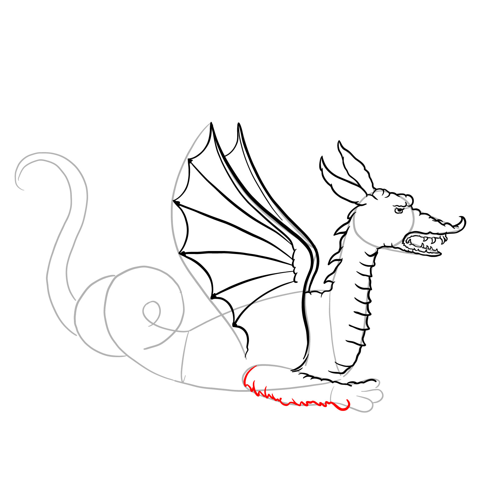 How to draw a Knucker dragon - step 19