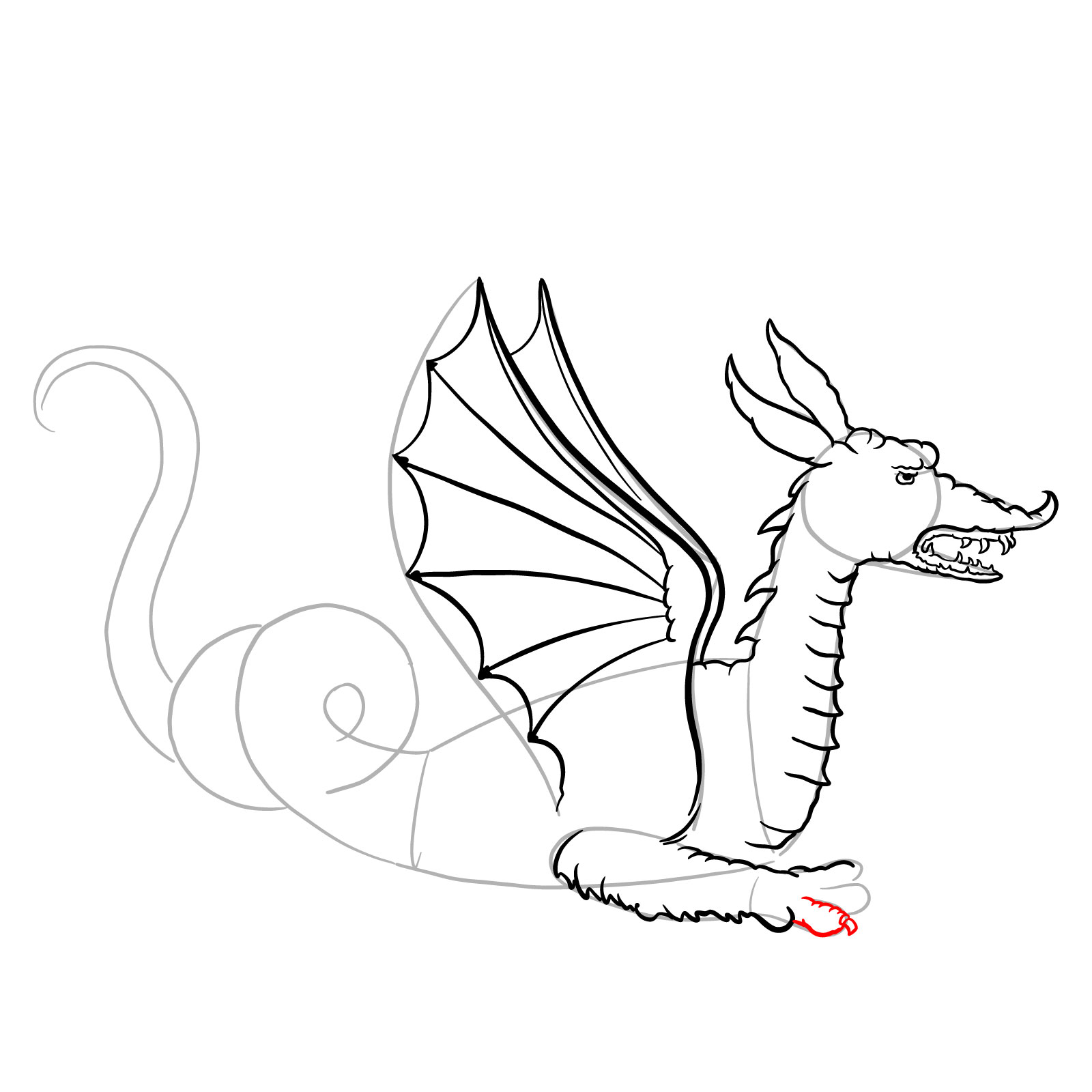 How to draw a Knucker dragon - step 20