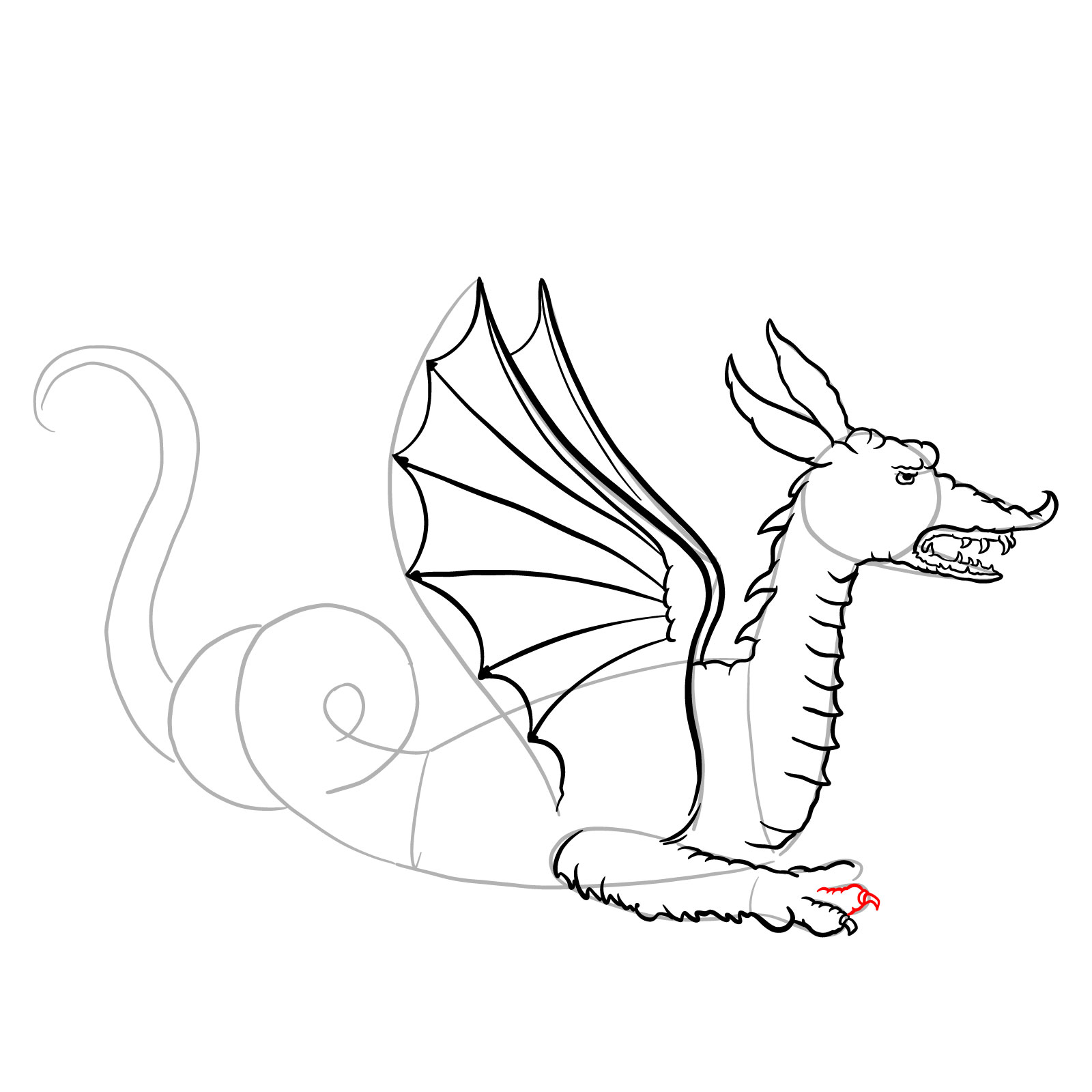 How to draw a Knucker dragon - step 21