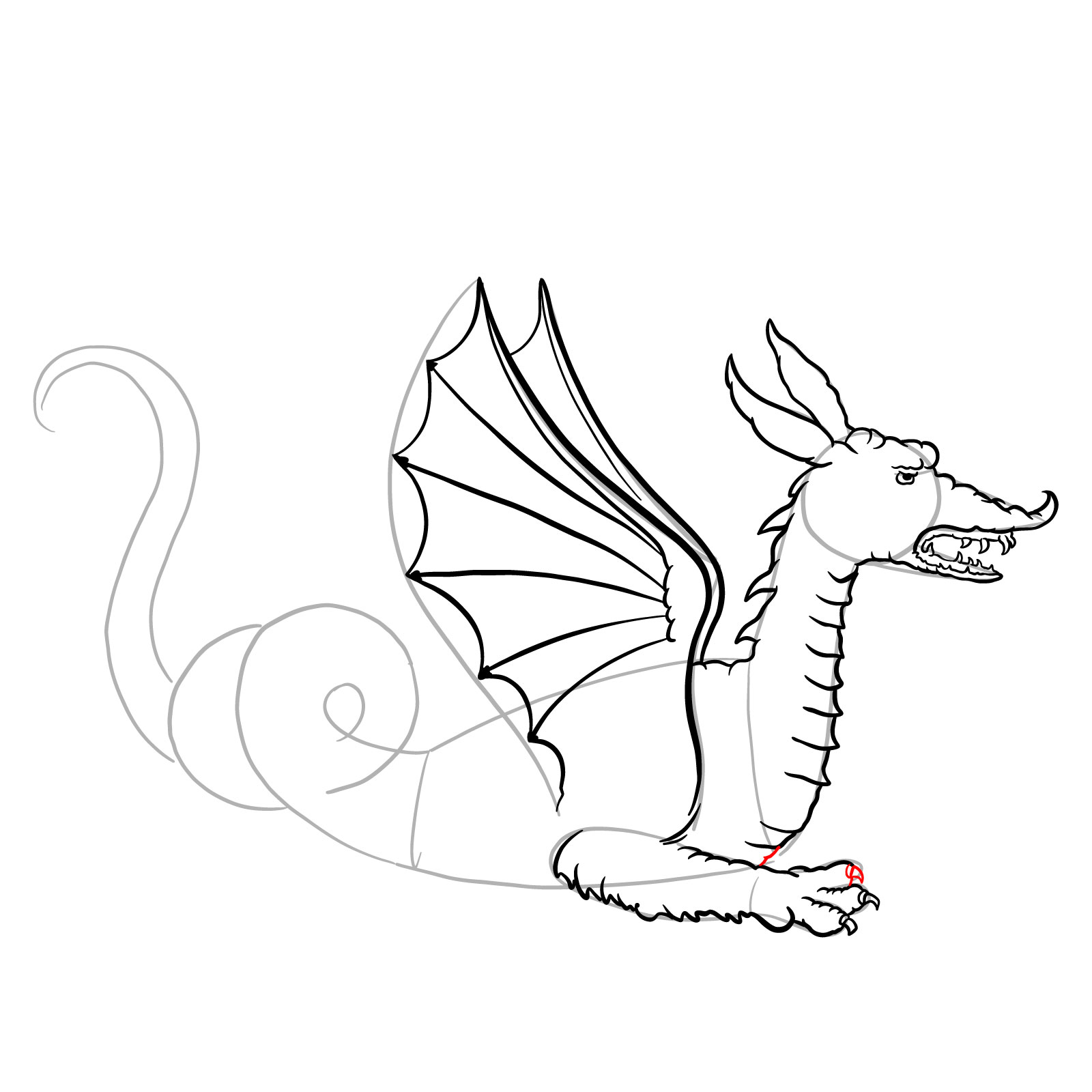 How to draw a Knucker dragon - step 22