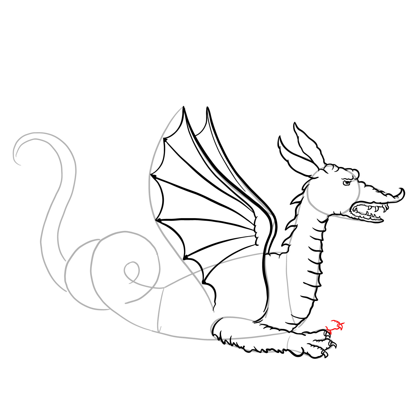 How to draw a Knucker dragon - step 23