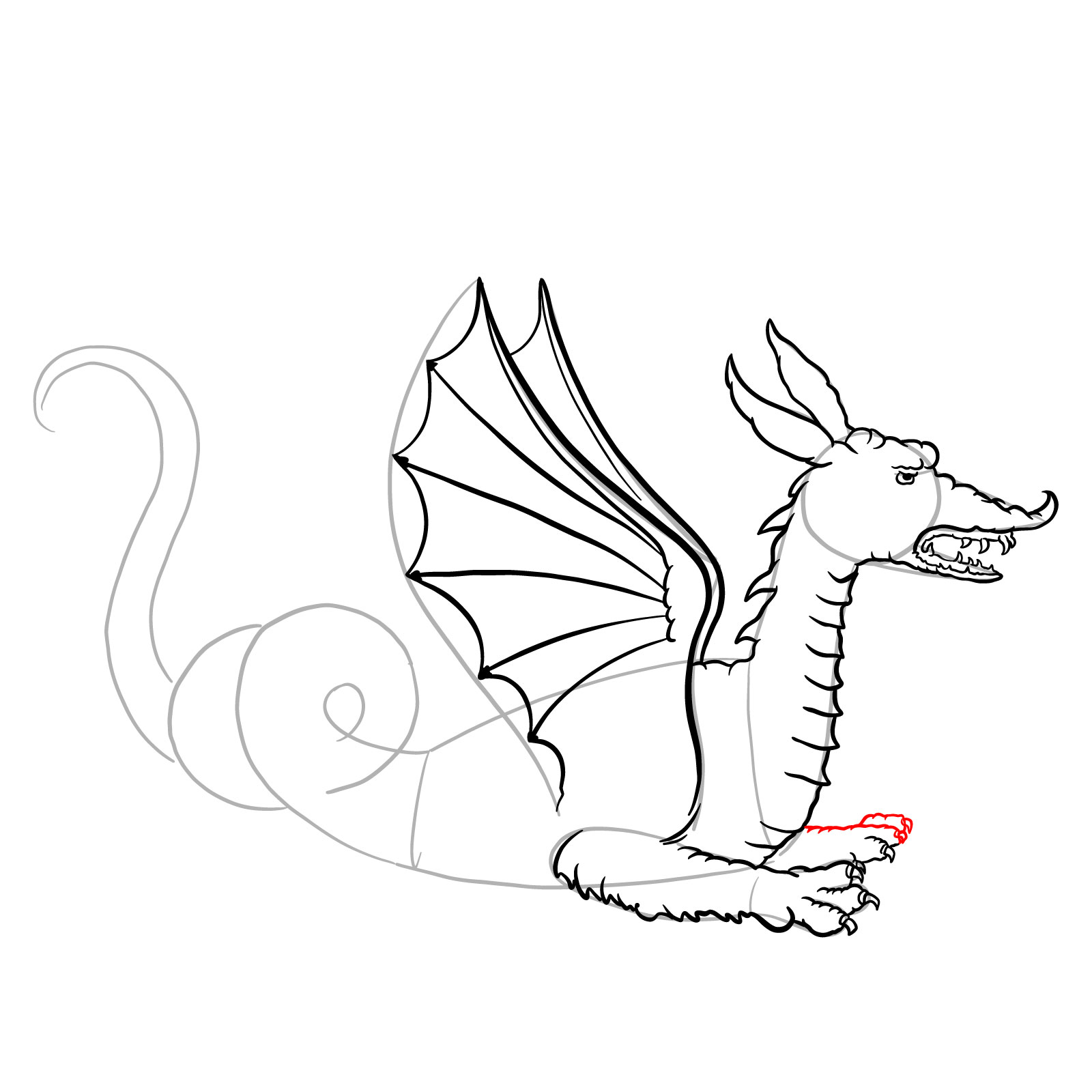 How to draw a Knucker dragon - step 24