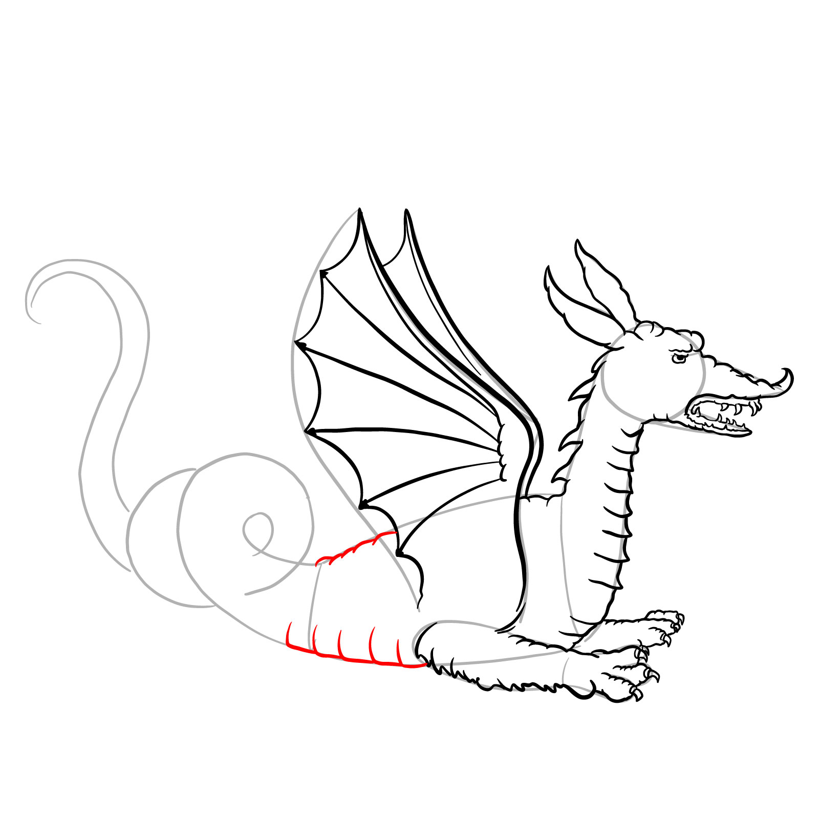 How to draw a Knucker dragon - step 25