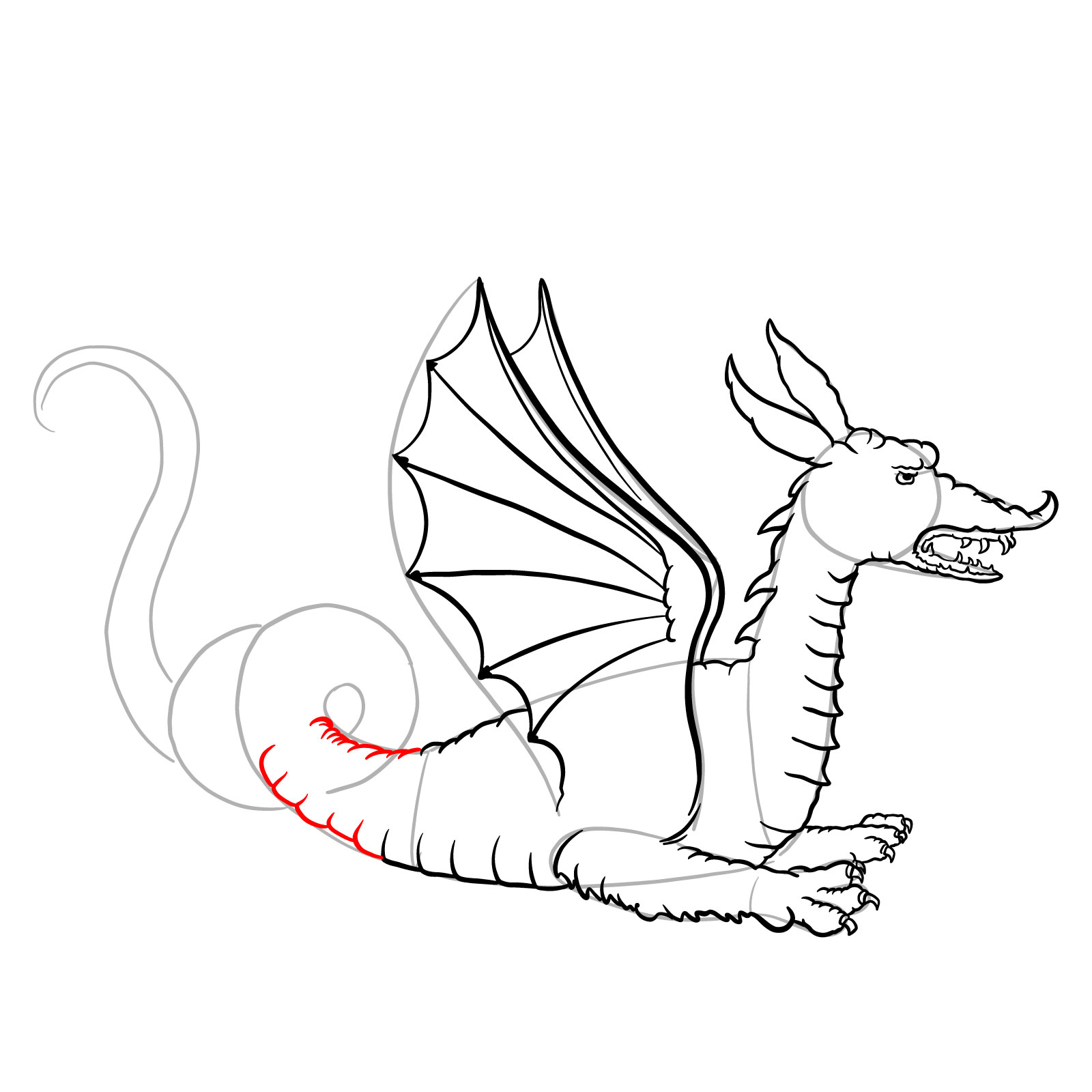 How to draw a Knucker dragon - step 26