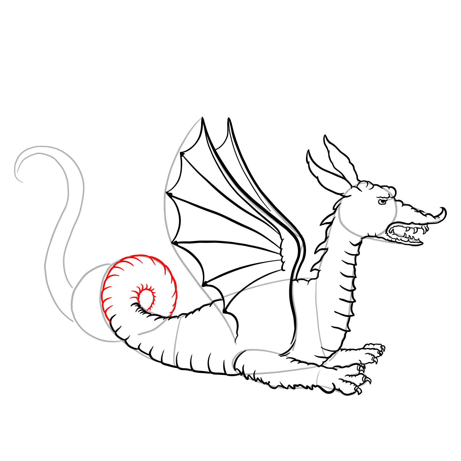 How to draw a Knucker dragon - step 27