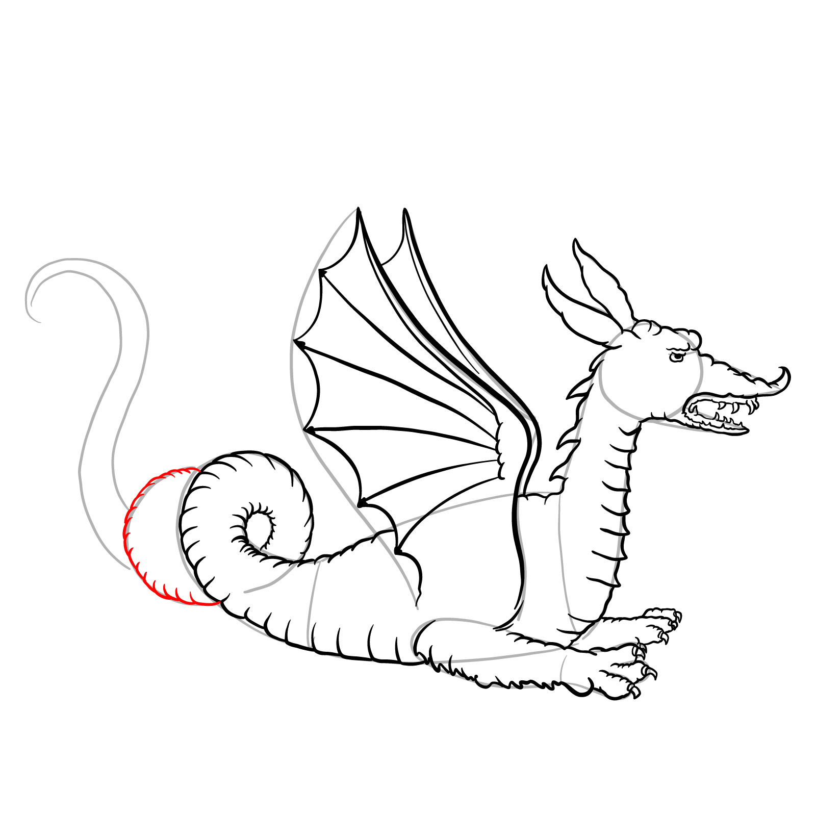 How to draw a Knucker dragon - step 28