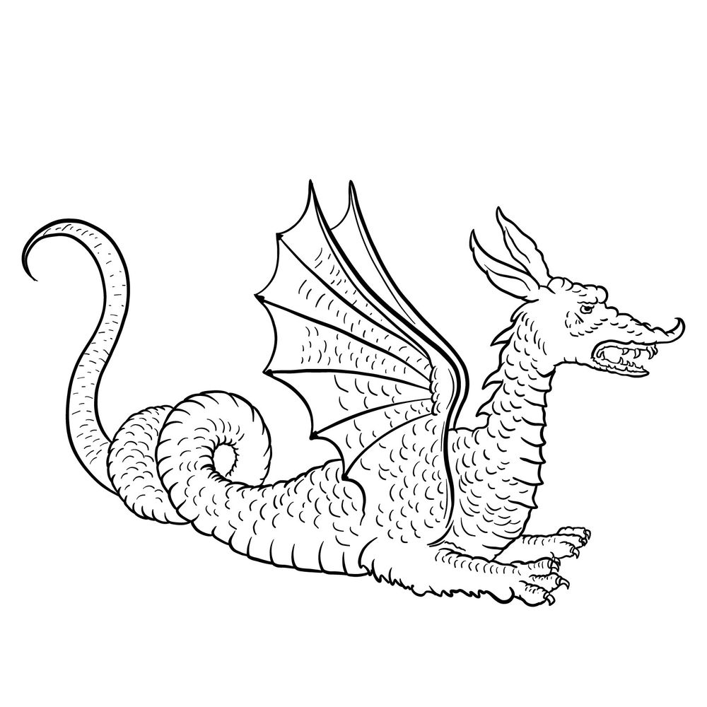 How to draw a Knucker dragon