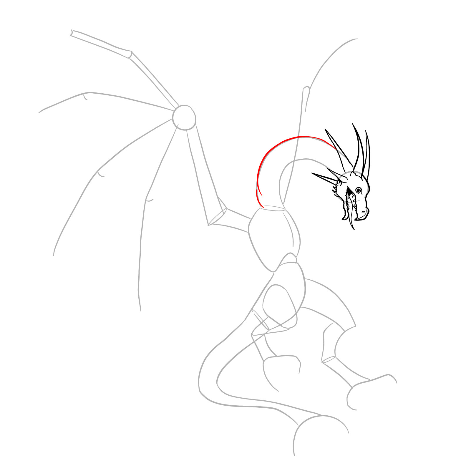 How to draw a Wyvern - step 11