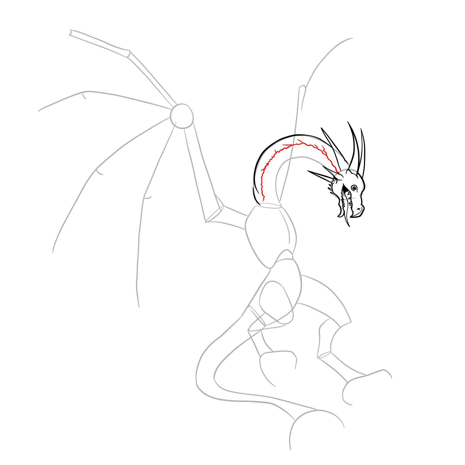 How to draw a Wyvern - step 12