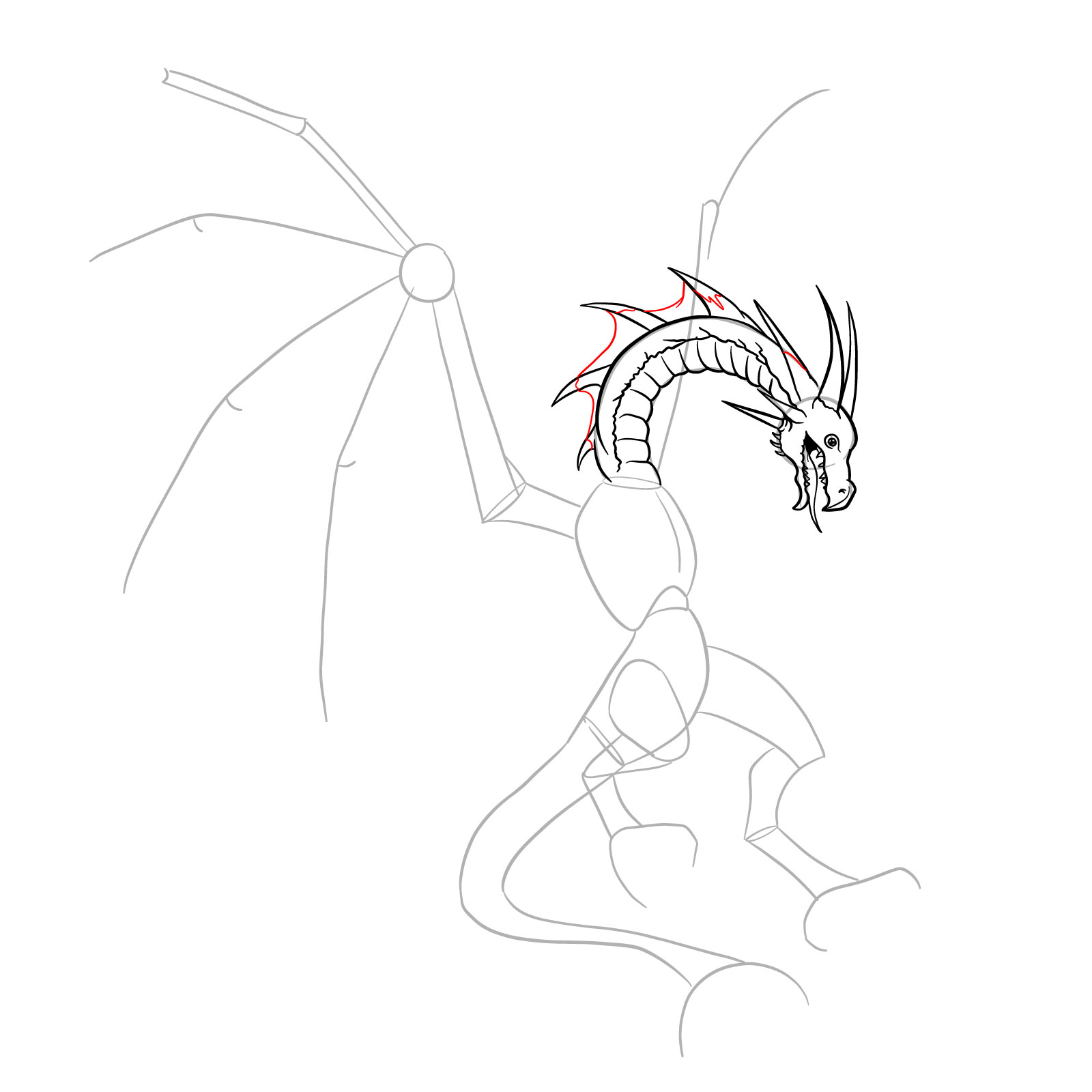 How to draw a Wyvern - step 15