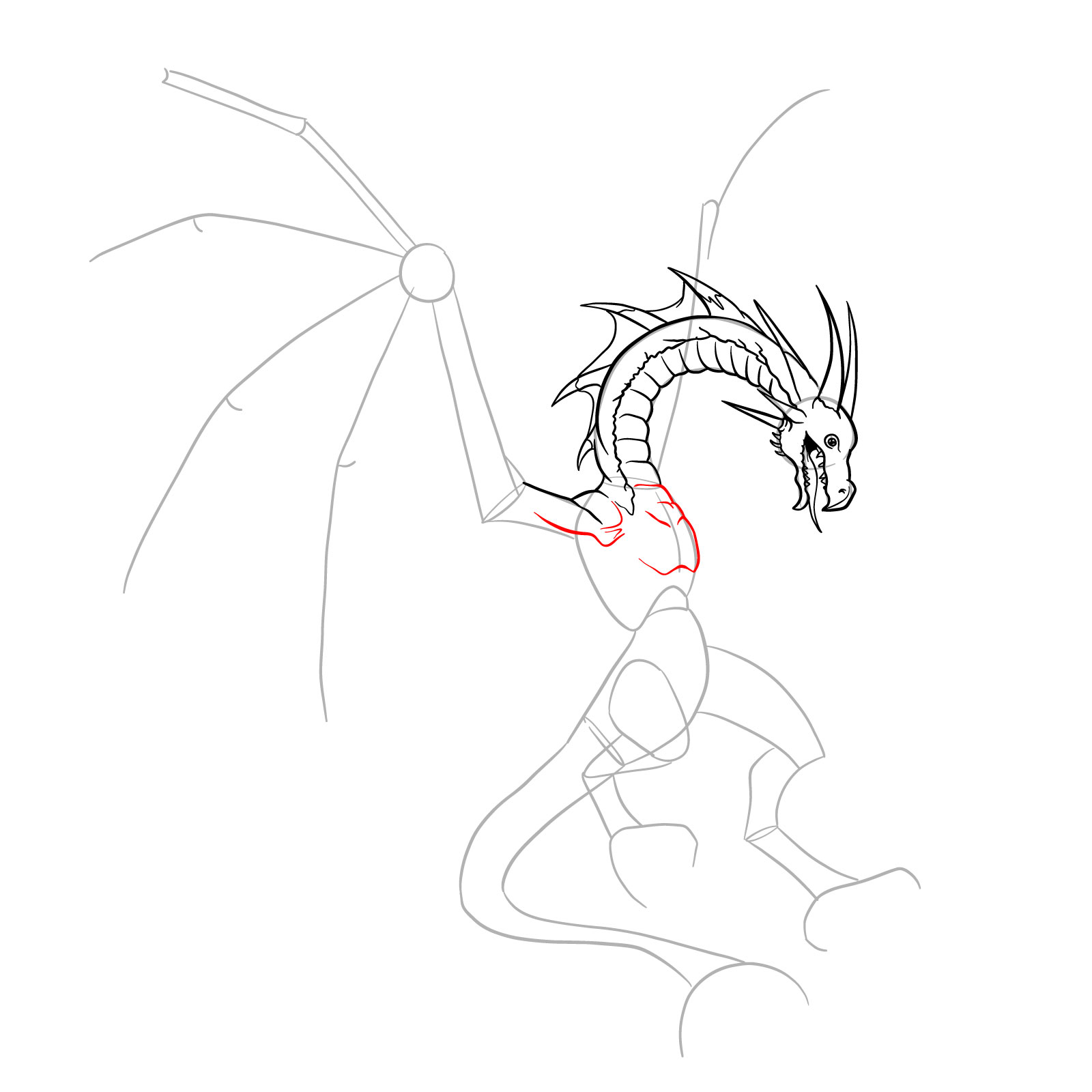 How to draw a Wyvern - step 17