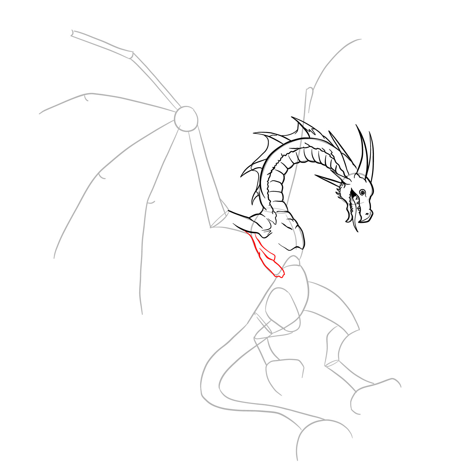 How to draw a Wyvern - step 18
