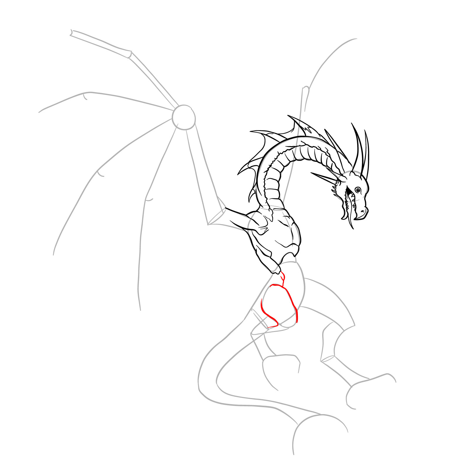 How to draw a Wyvern - step 20