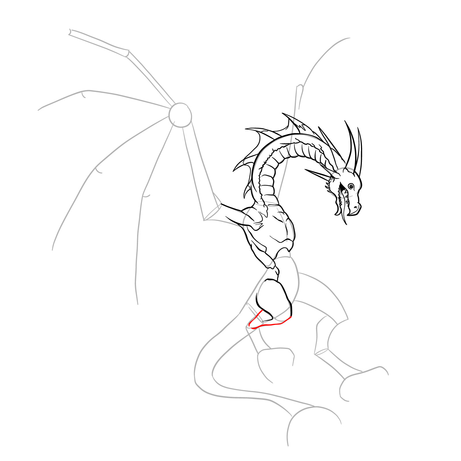 How to draw a Wyvern - step 21