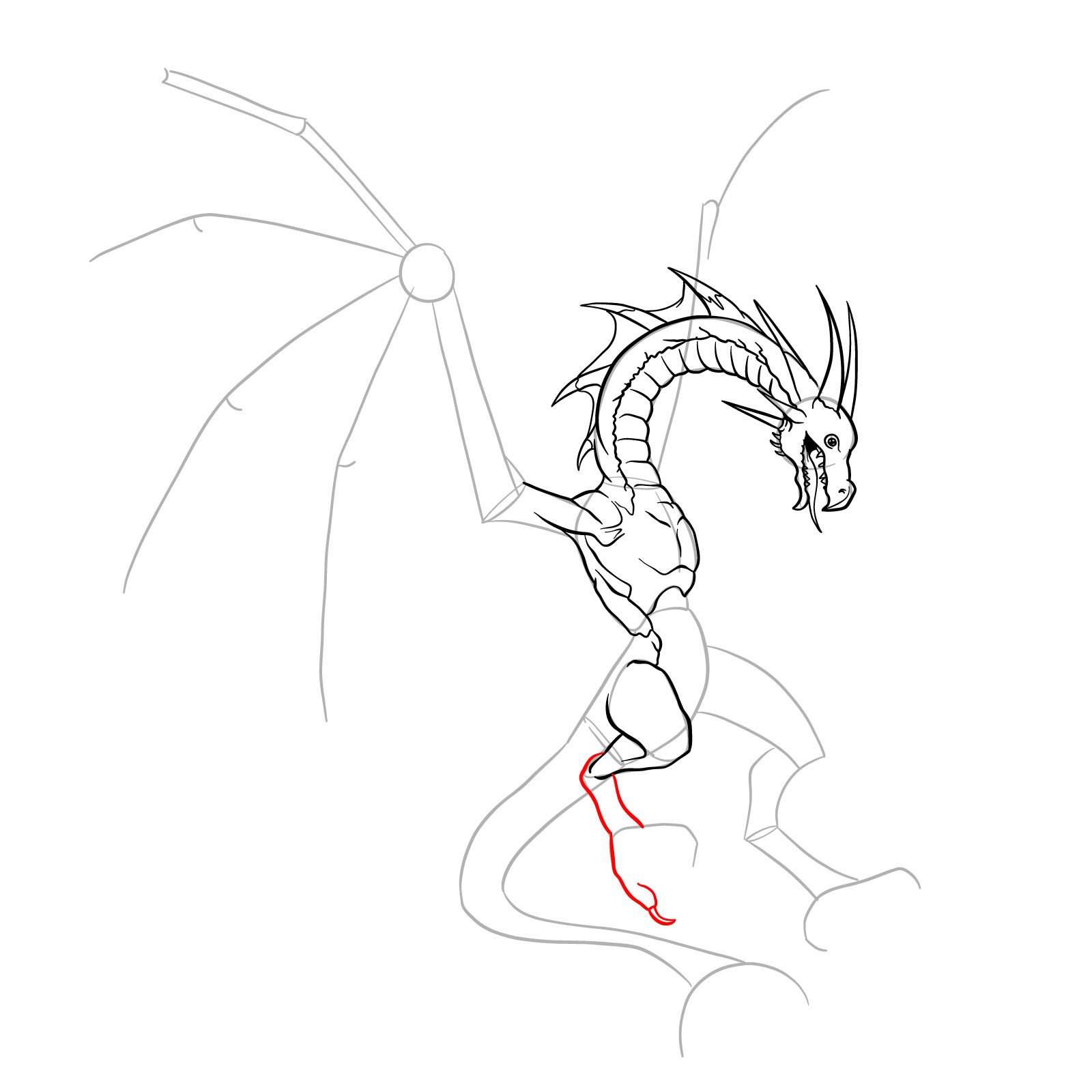 How to draw a Wyvern - step 22