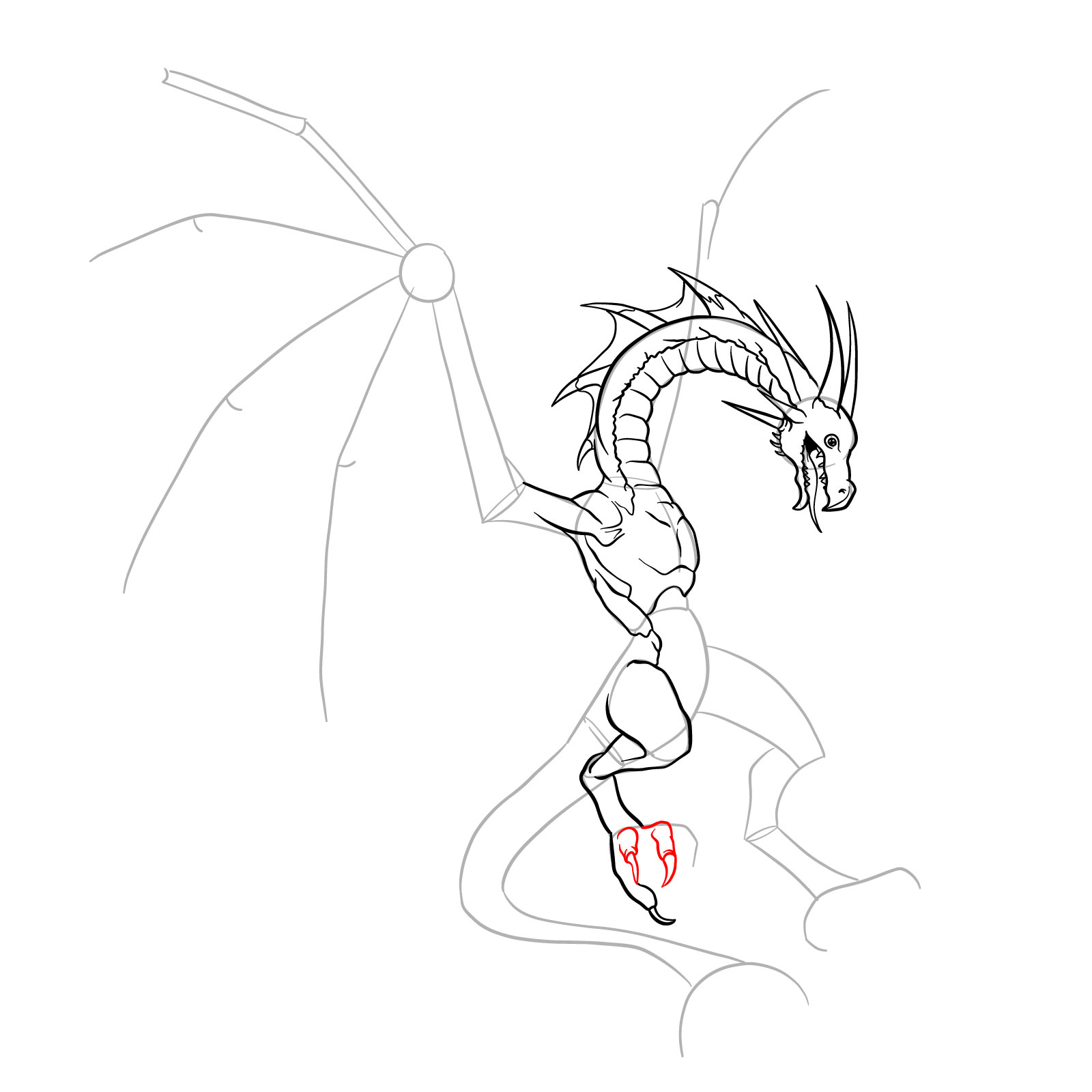 How to draw a Wyvern - step 23