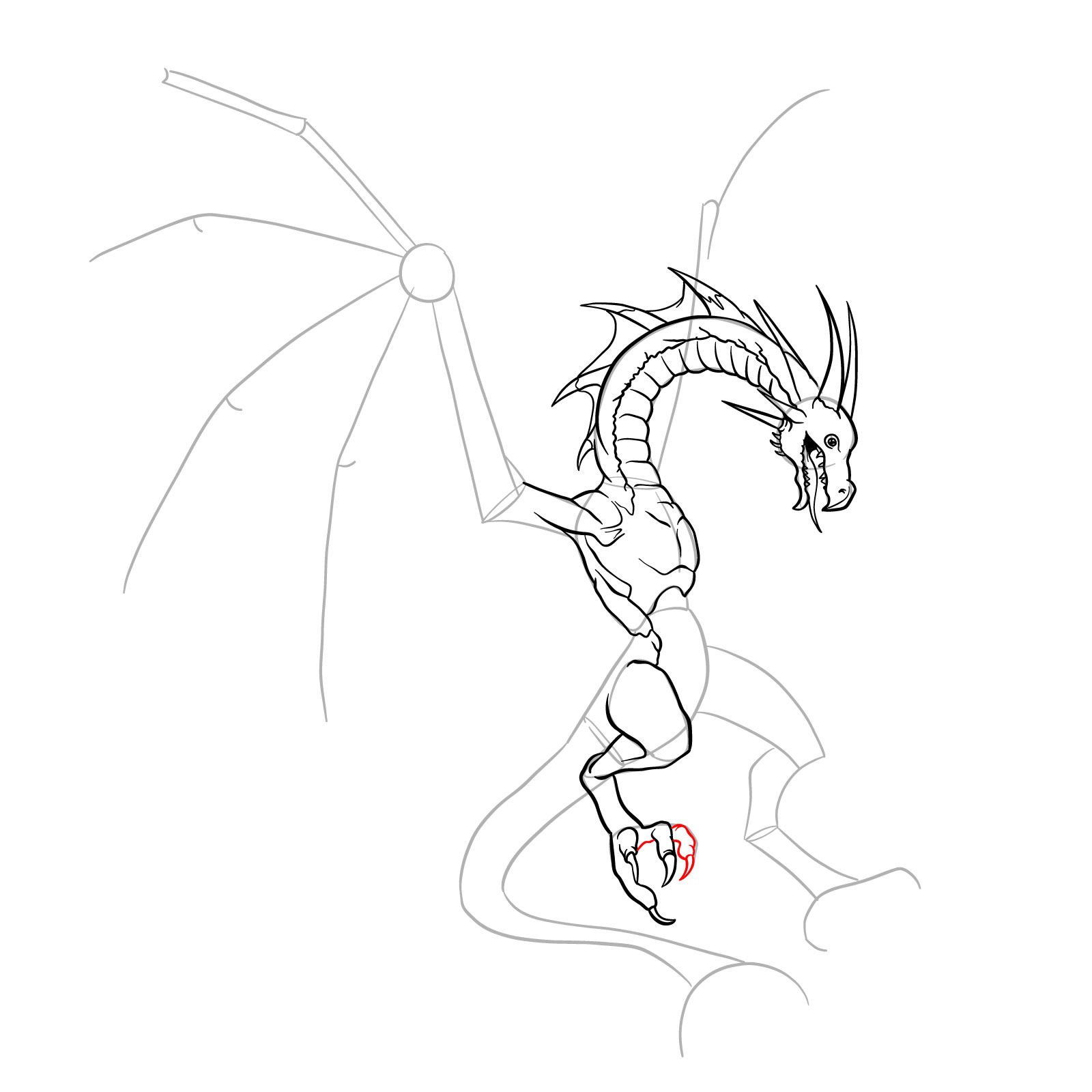 How to draw a Wyvern - step 24
