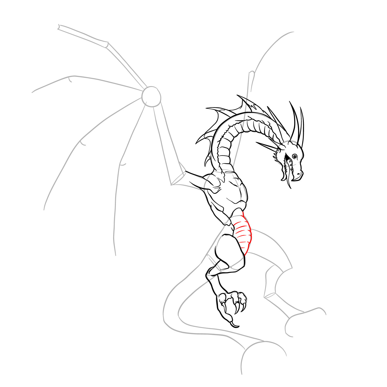 How to draw a Wyvern - step 25