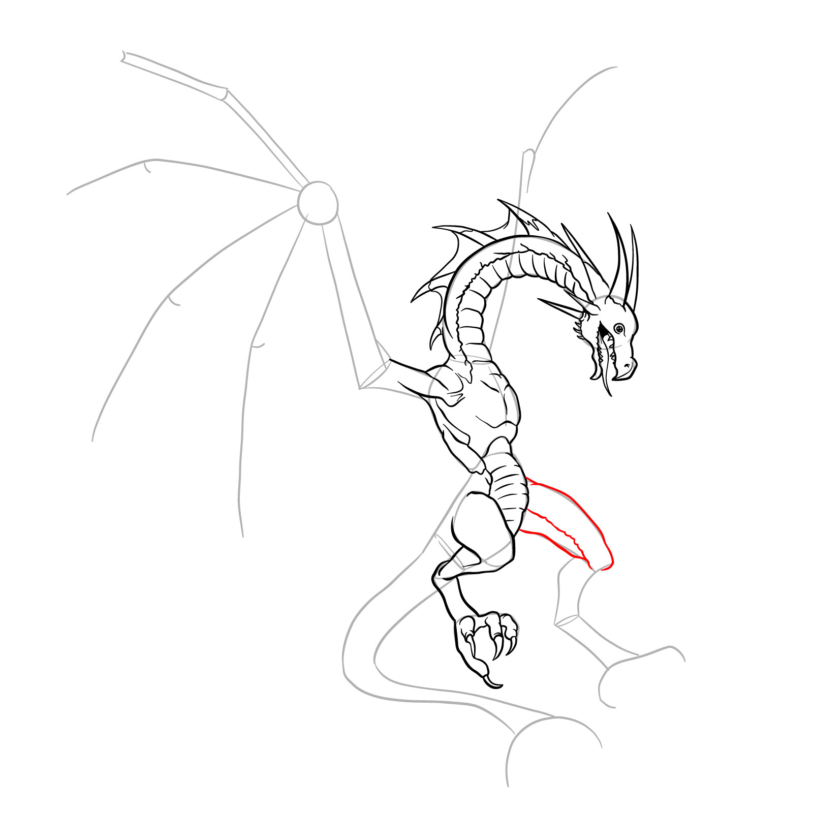 How to draw a Wyvern - step 26