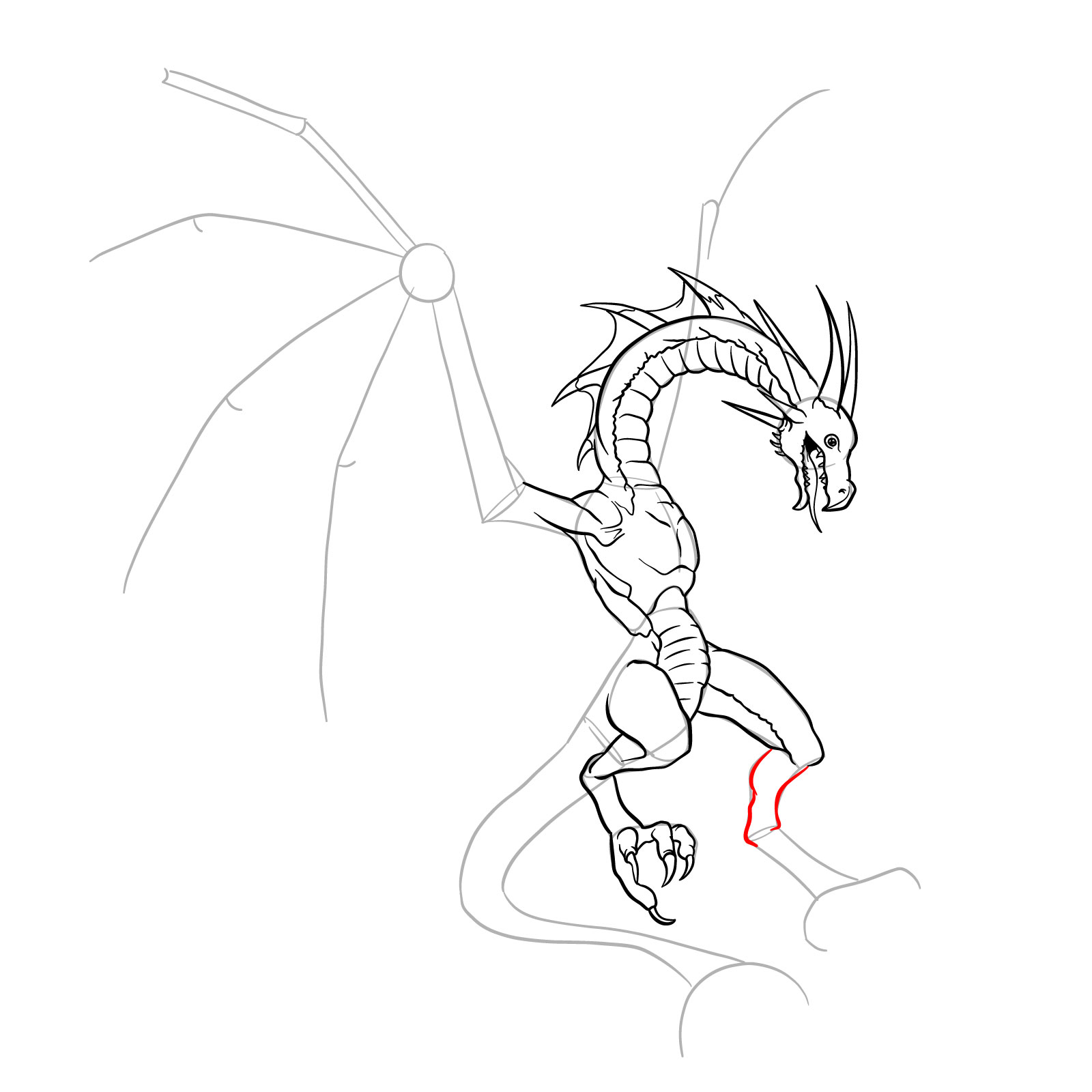 How to draw a Wyvern - step 27