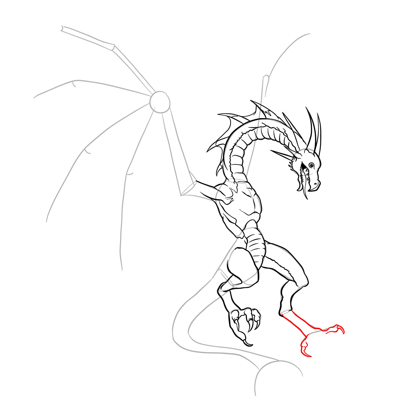 How to draw a Wyvern - step 28