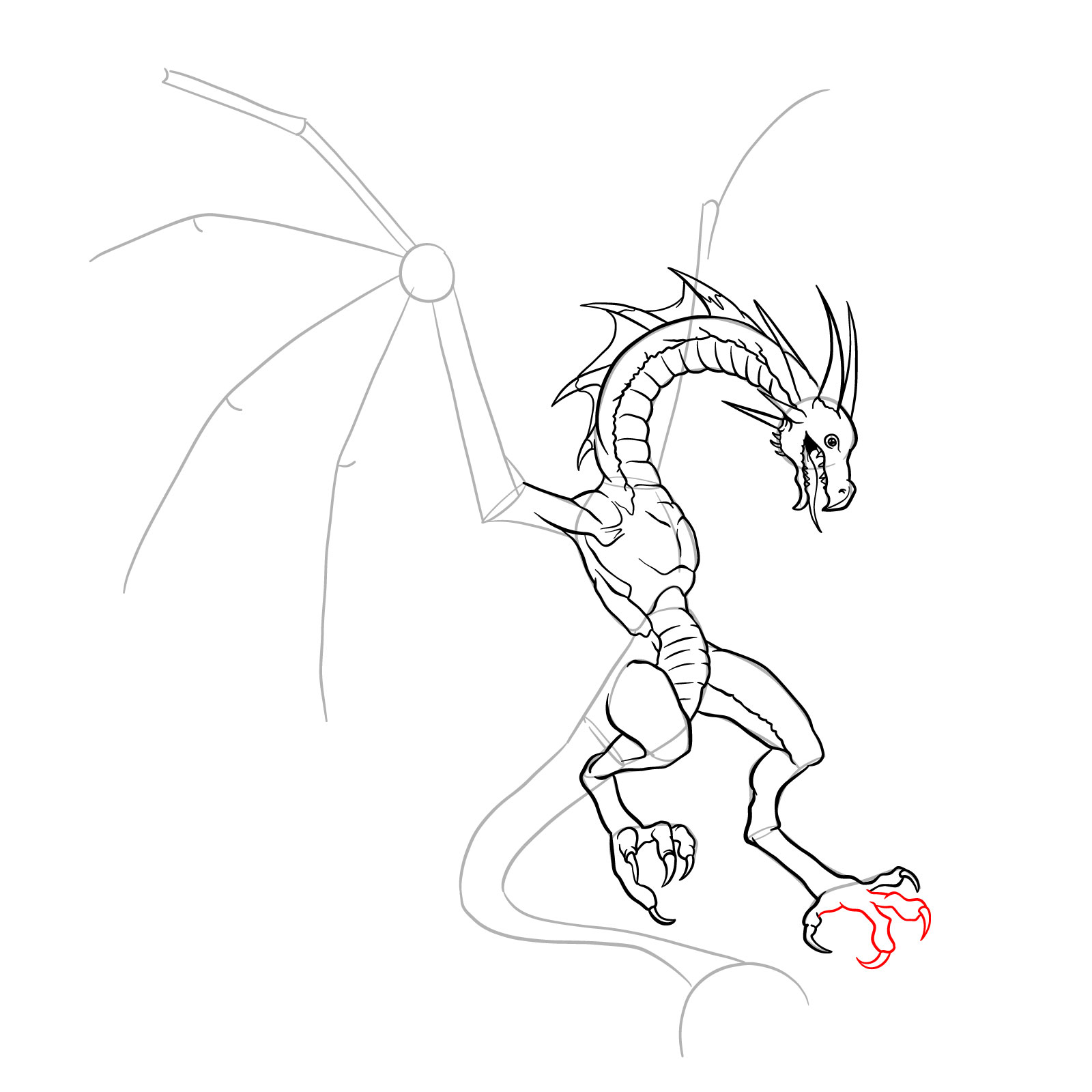 How to draw a Wyvern - step 29