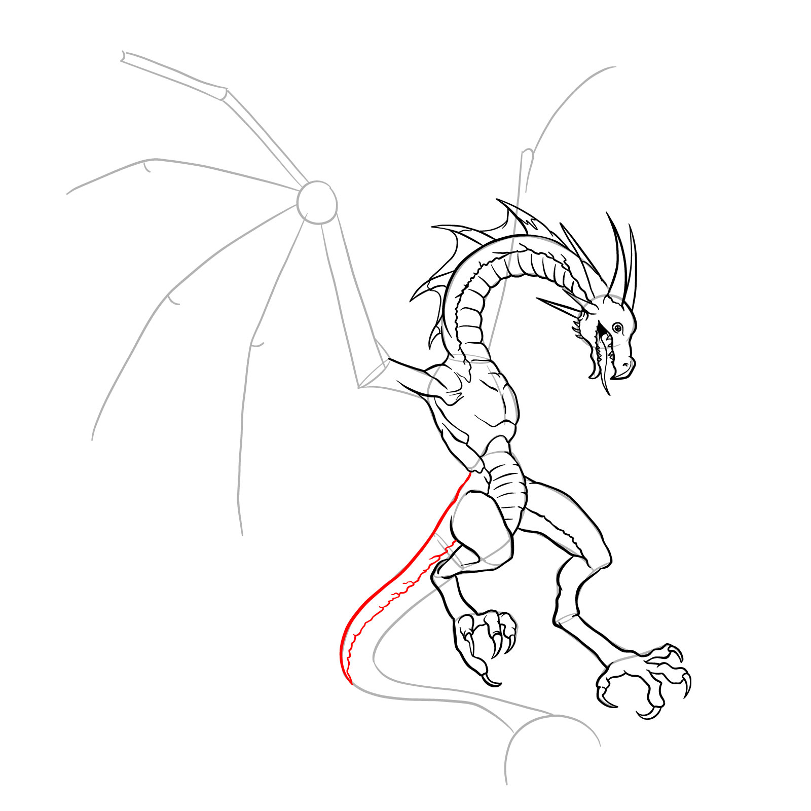 How to draw a Wyvern - step 30