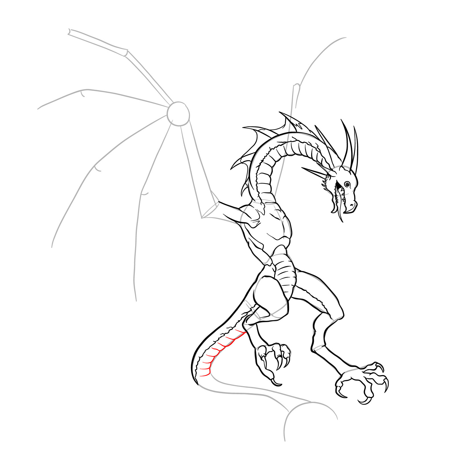 How to draw a Wyvern - step 31