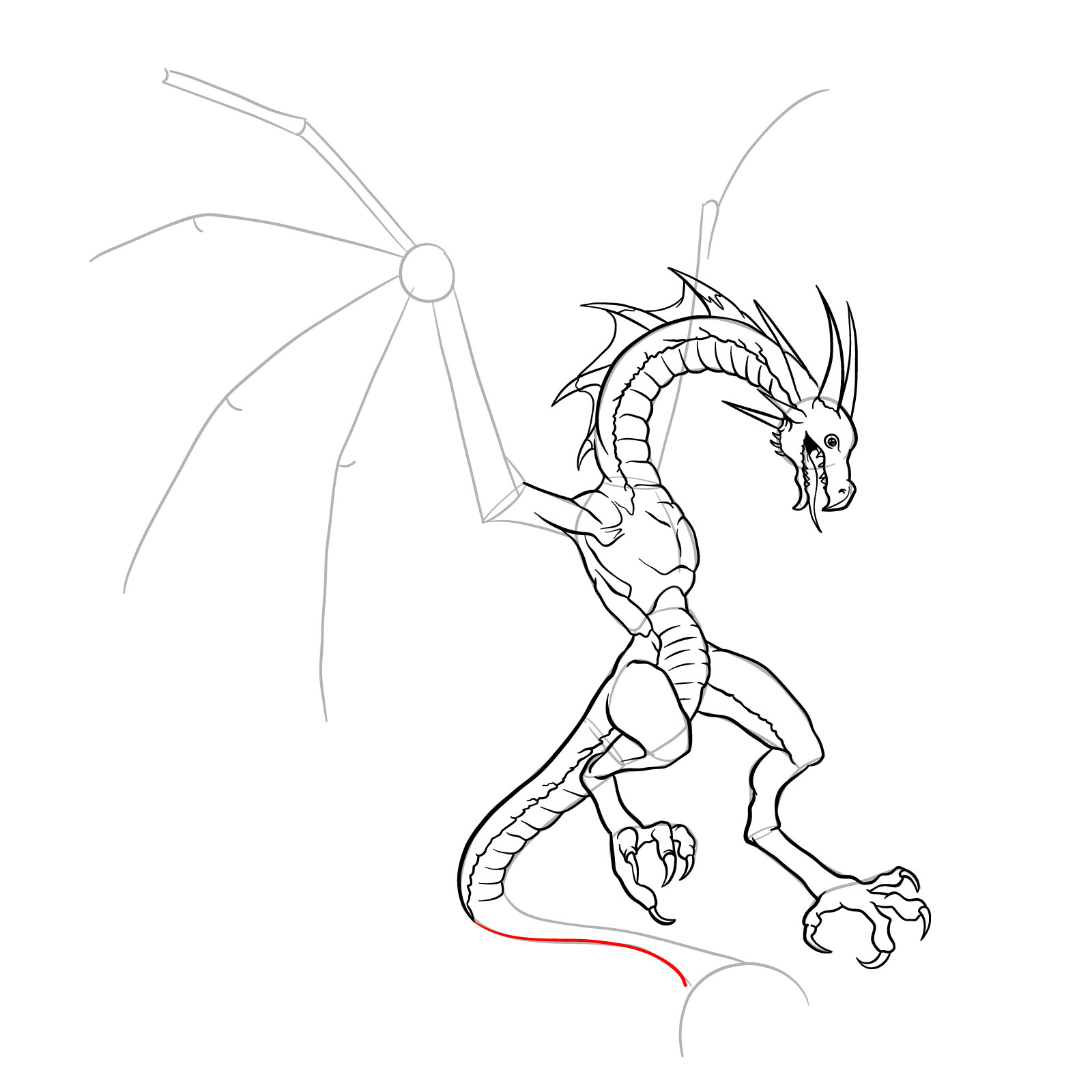 How to draw a Wyvern - step 32