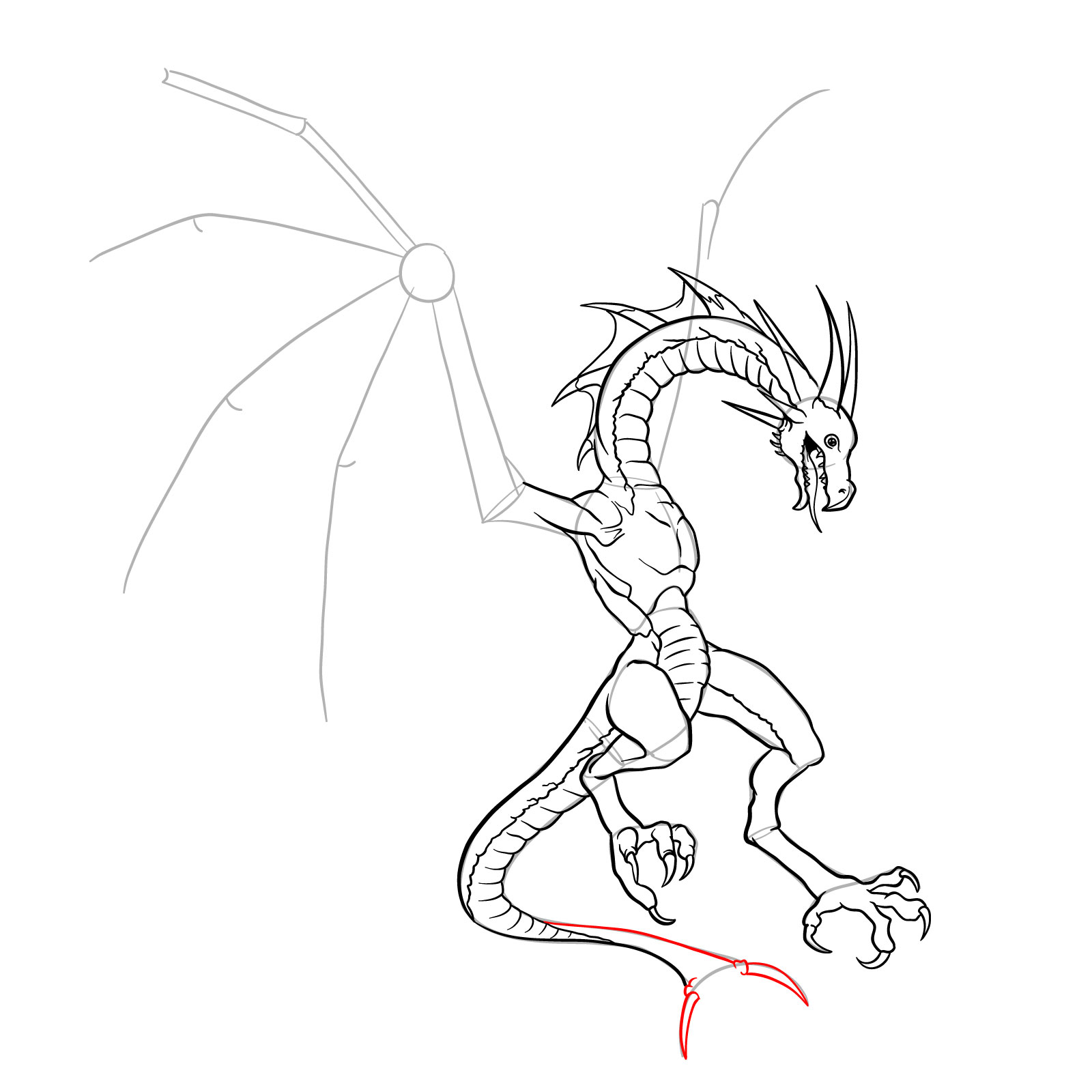 How to draw a Wyvern - step 34