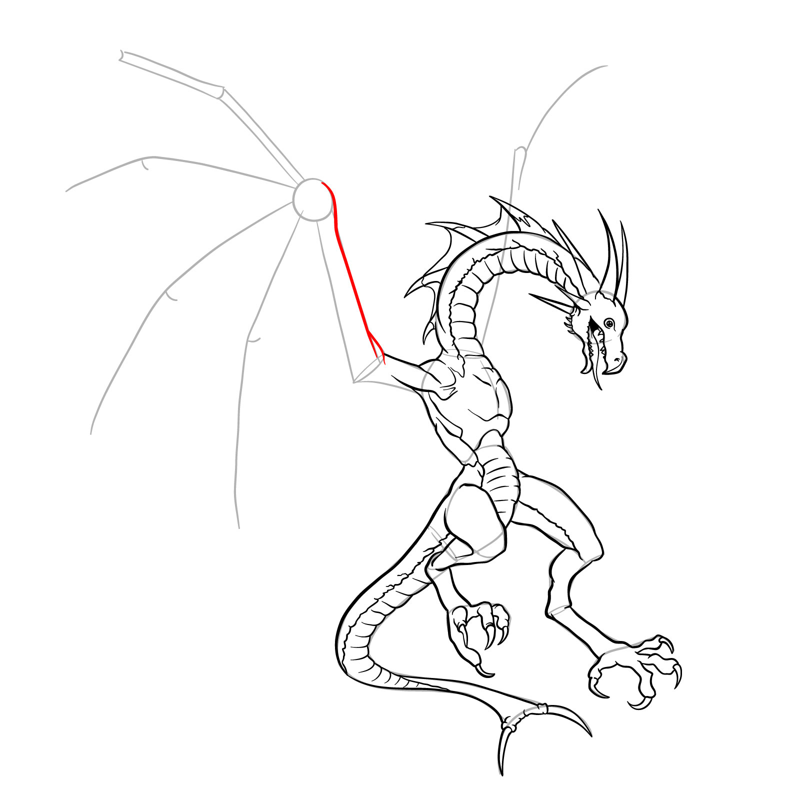 How to draw a Wyvern - step 36