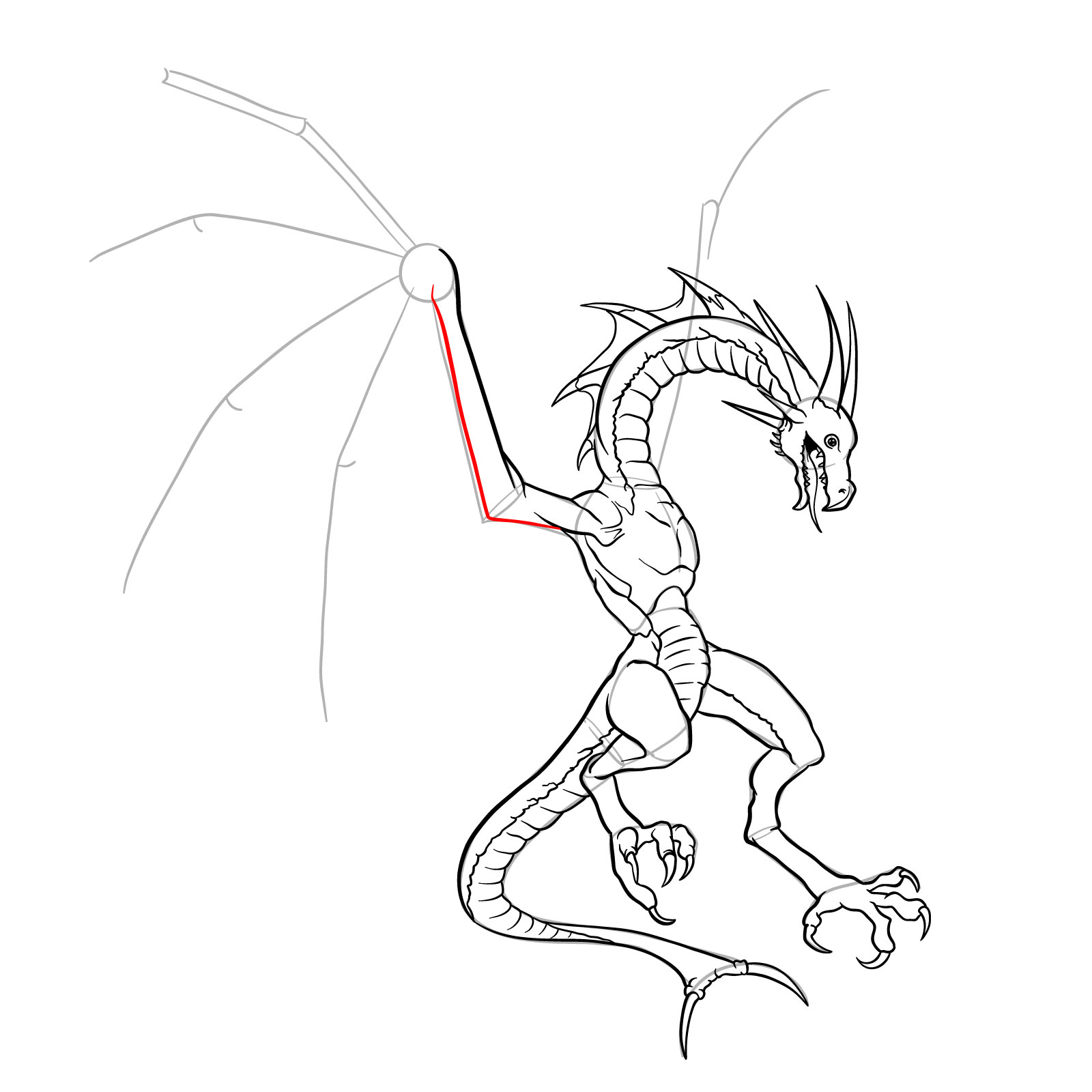 How to draw a Wyvern - step 37