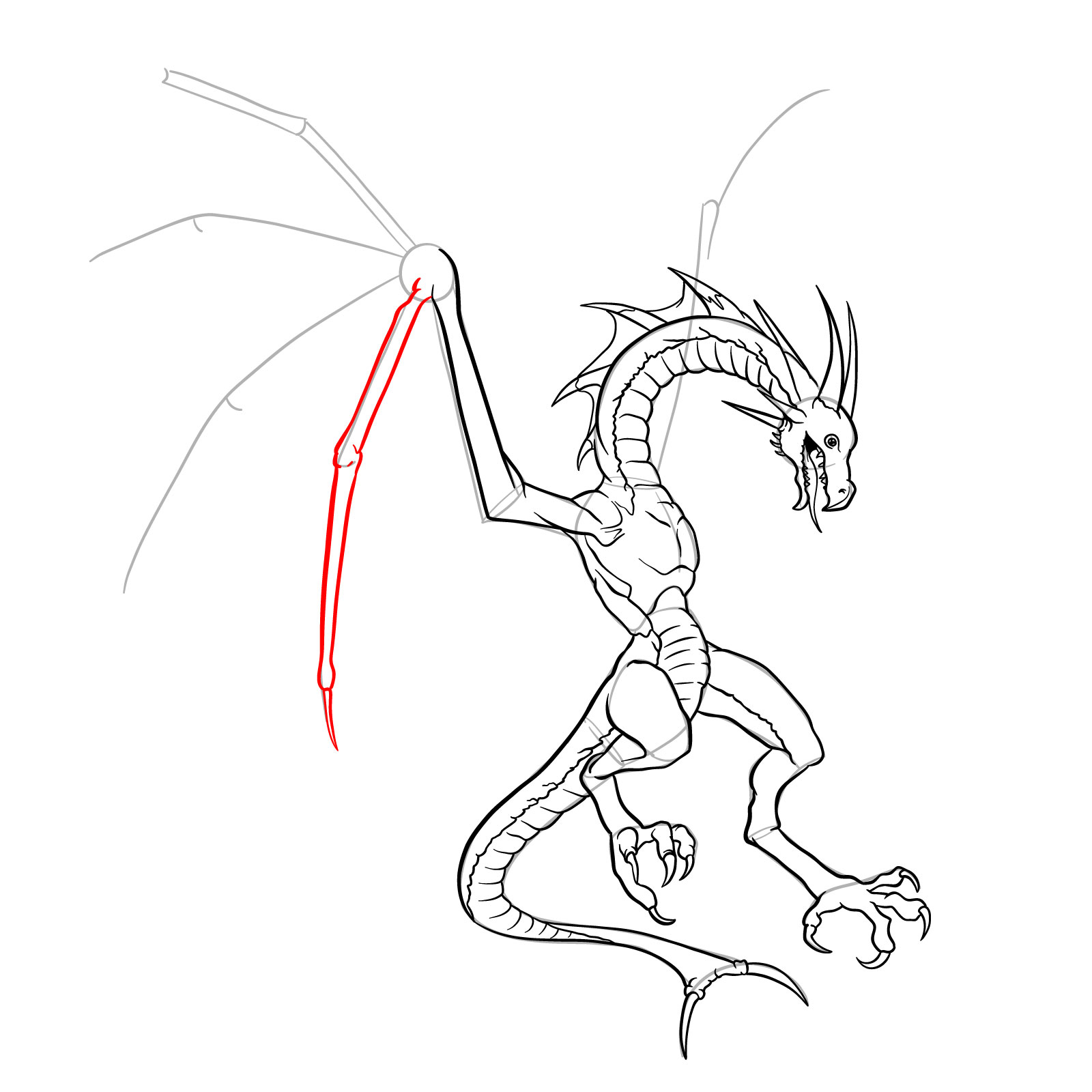 How to draw a Wyvern - step 38