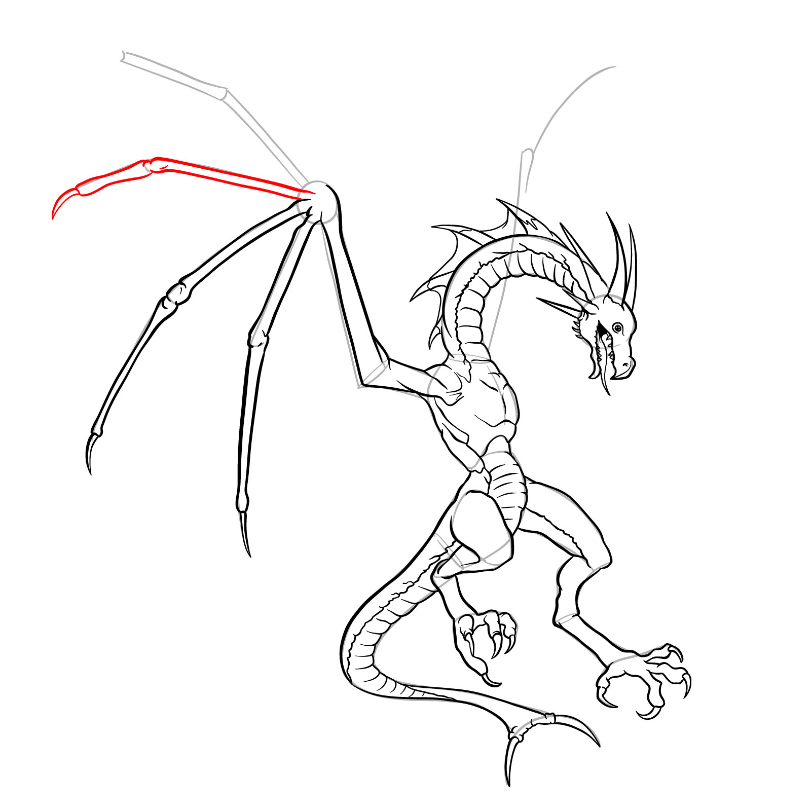 How to draw a Wyvern - step 40