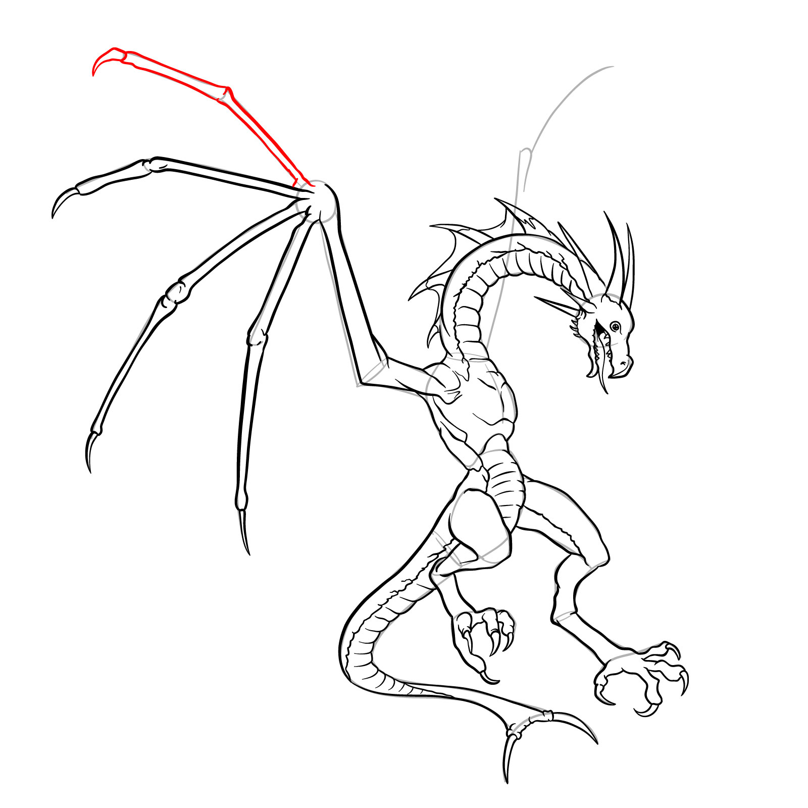How to draw a Wyvern - step 41