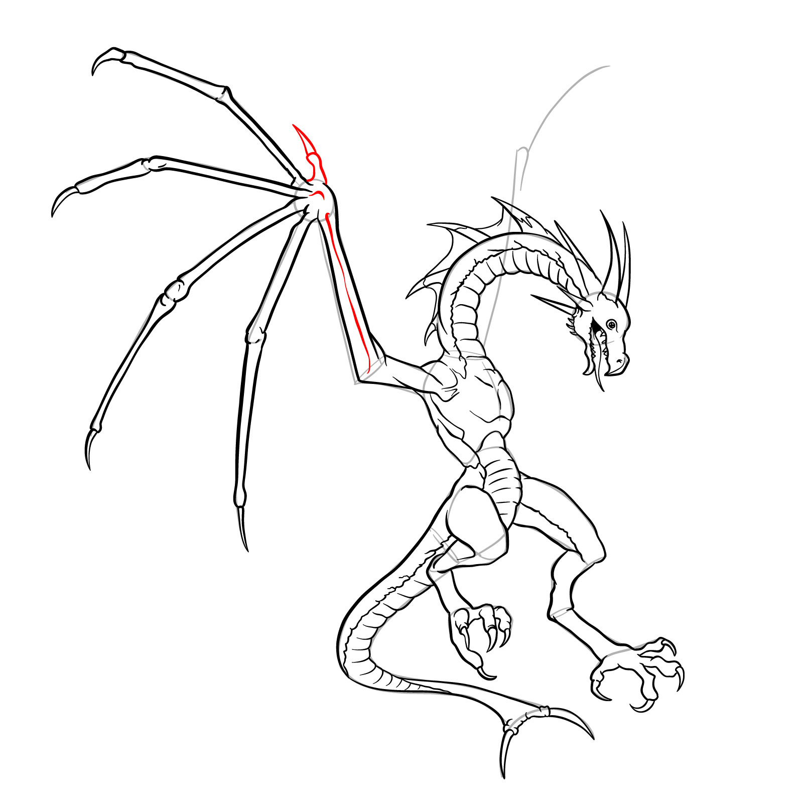 How to draw a Wyvern - step 42