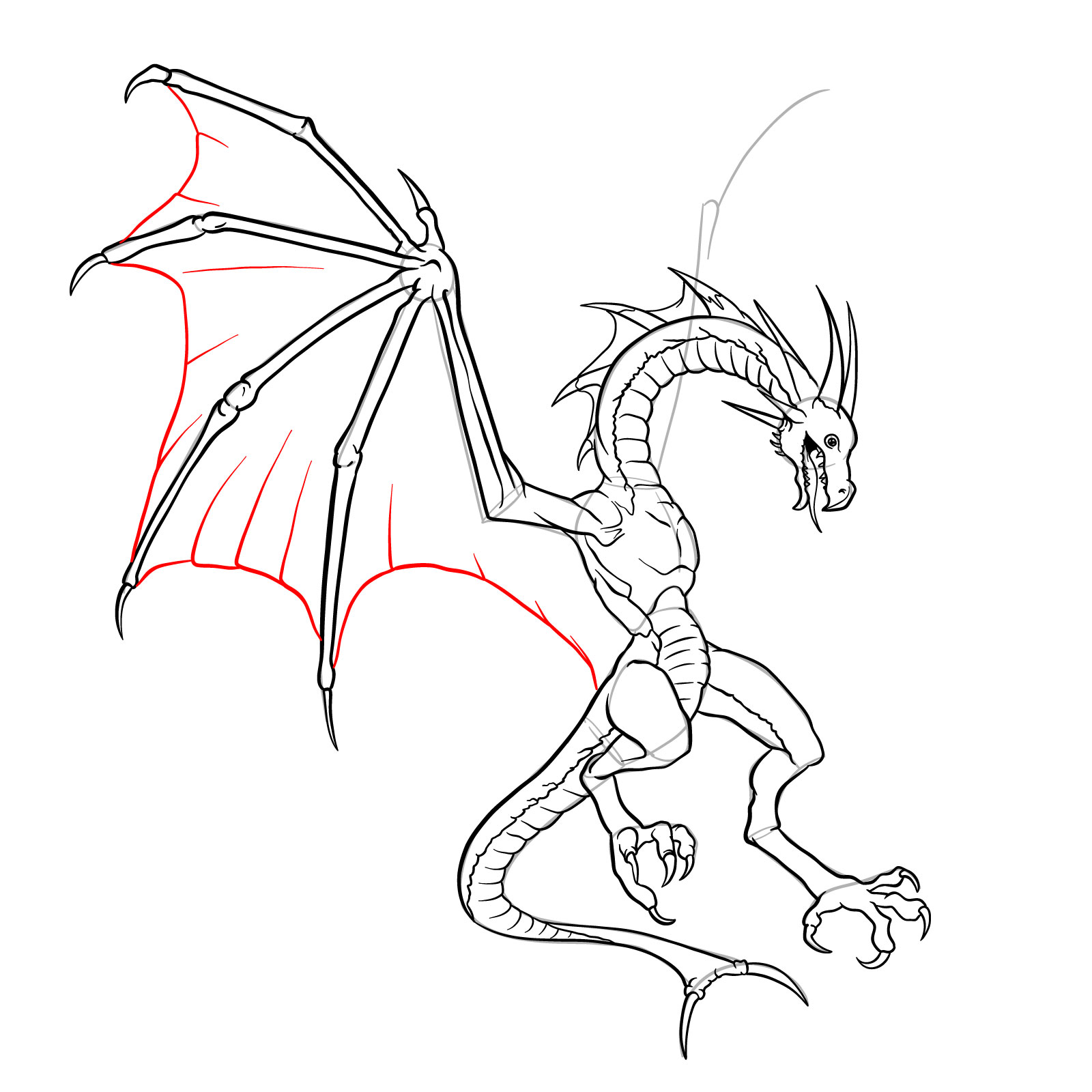 How to draw a Wyvern - step 43