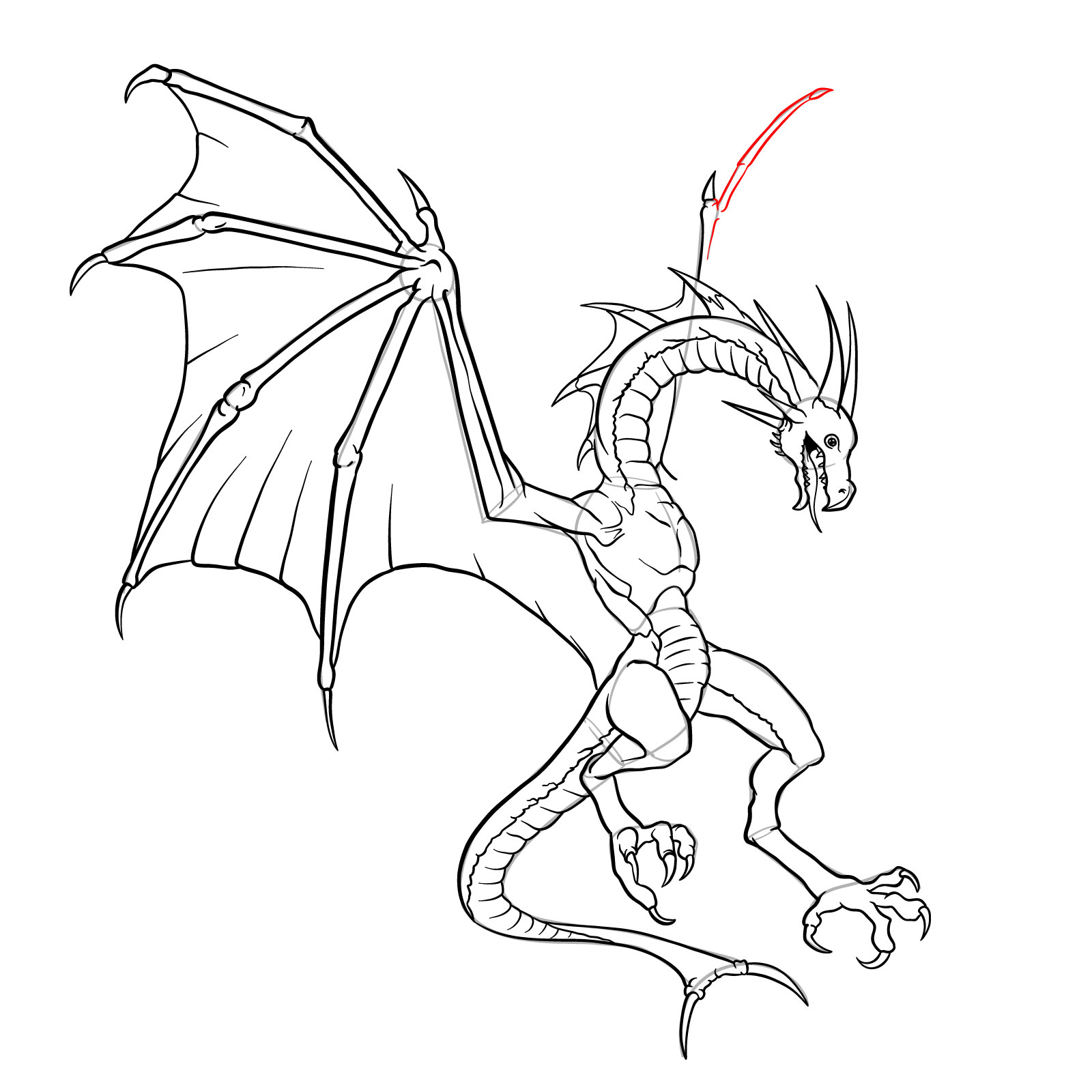 How to draw a Wyvern - step 45