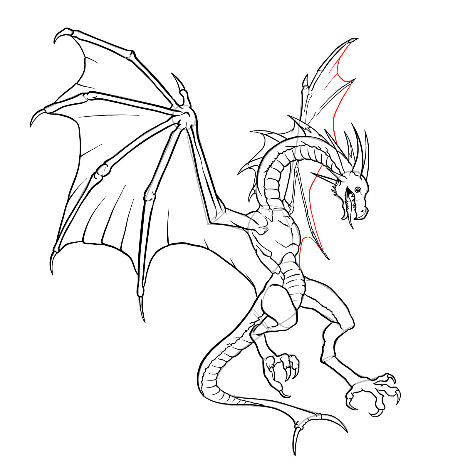 How to draw a Wyvern - step 47