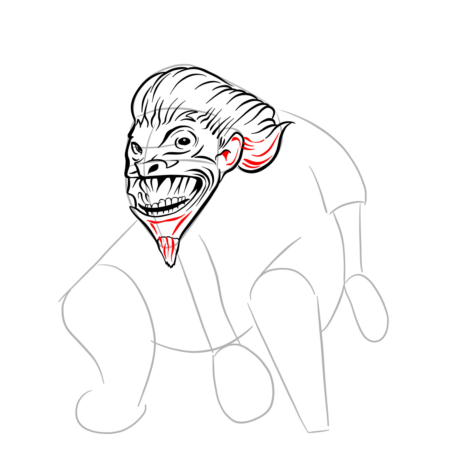 How to draw a Boggart - step 17
