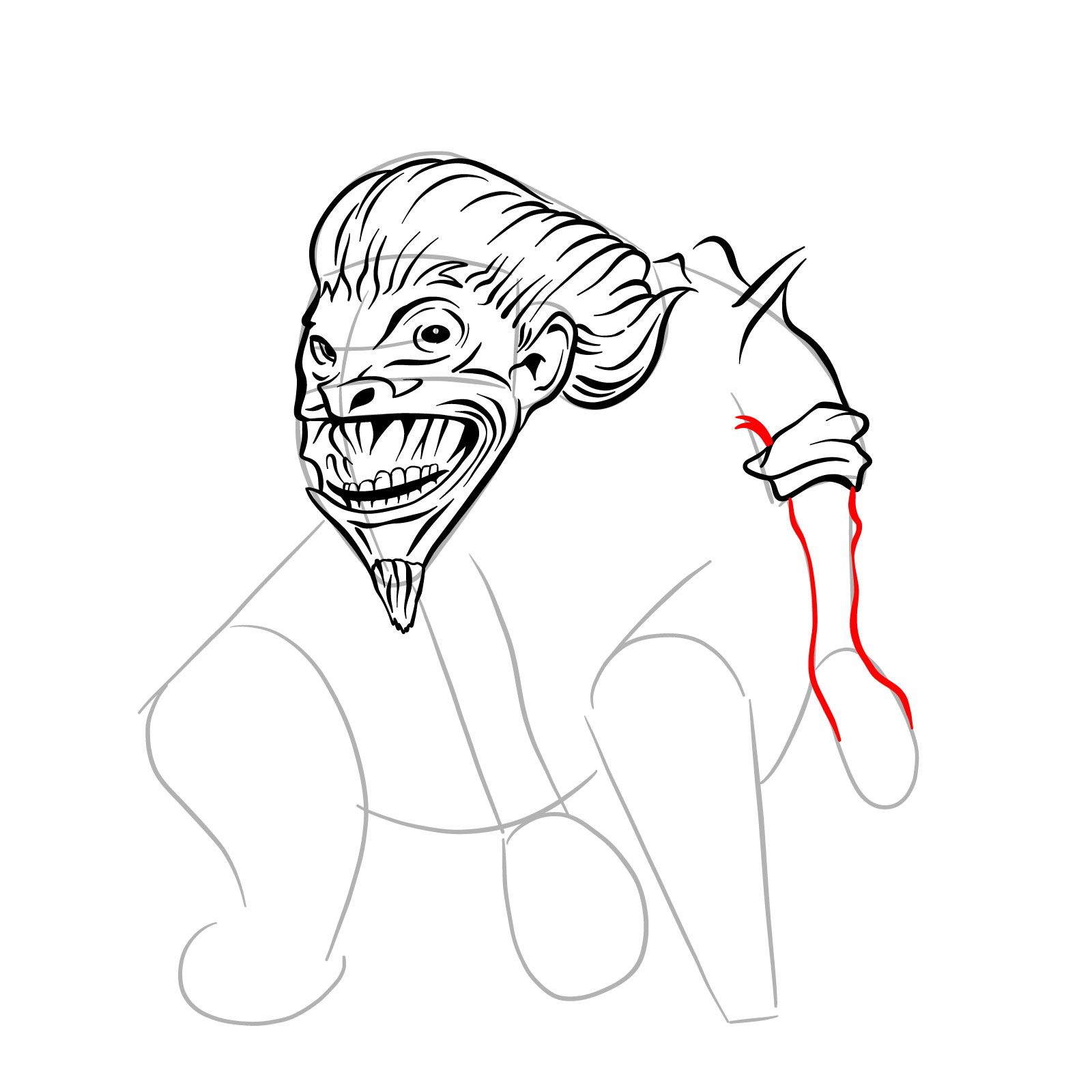 How to draw a Boggart - step 20