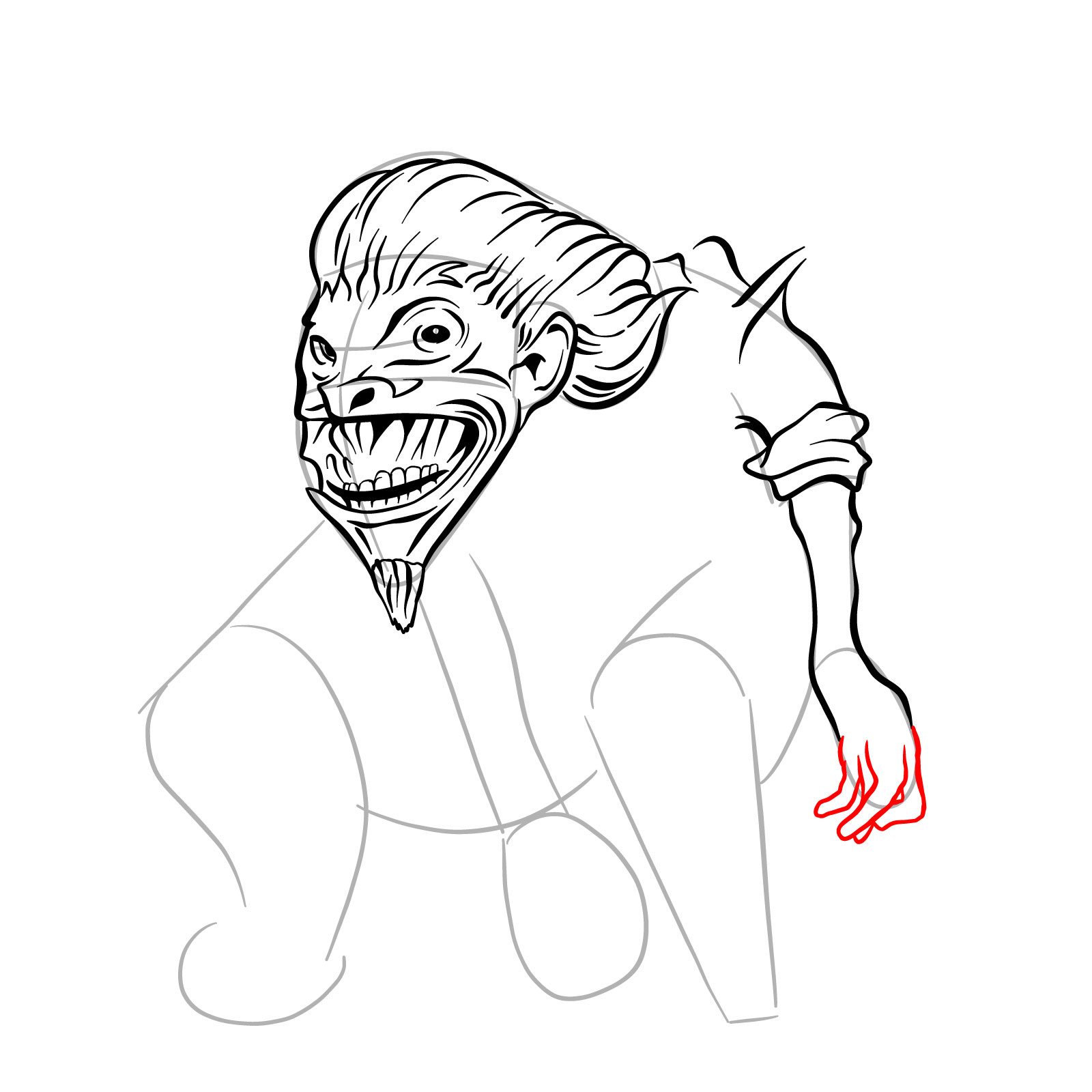 How to draw a Boggart - step 21