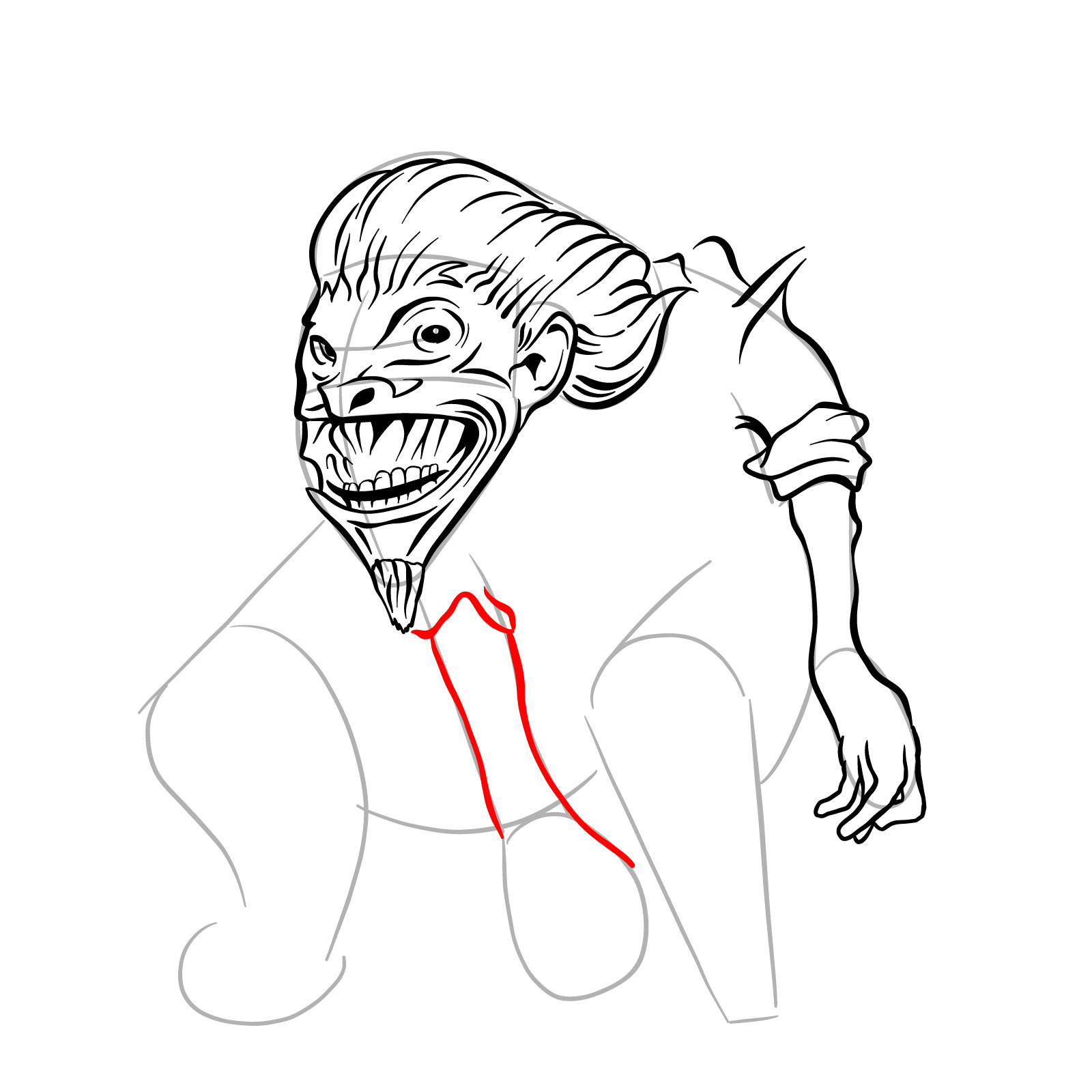How to draw a Boggart - step 22