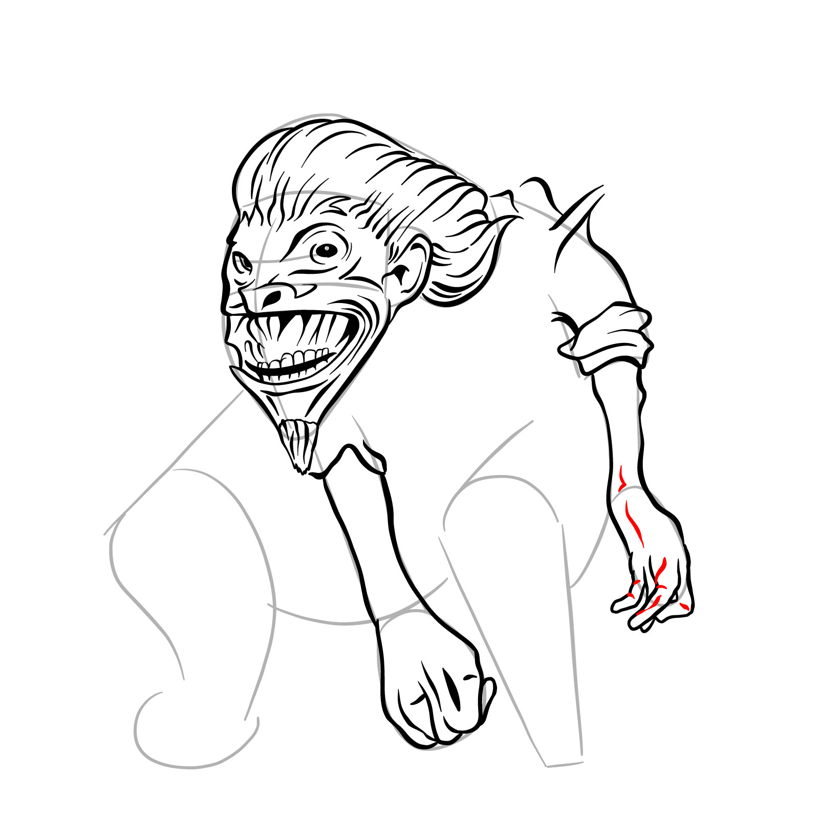 How to draw a Boggart - step 25
