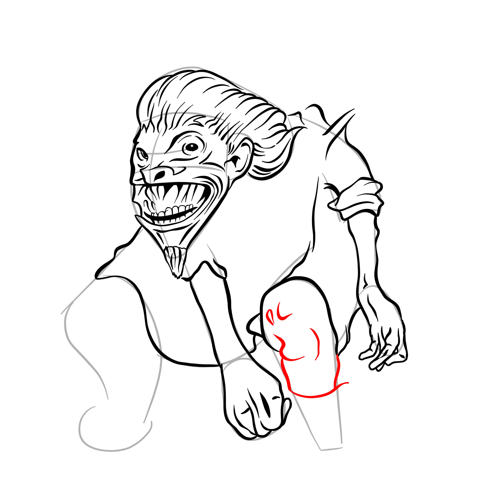 How to draw a Boggart - step 29